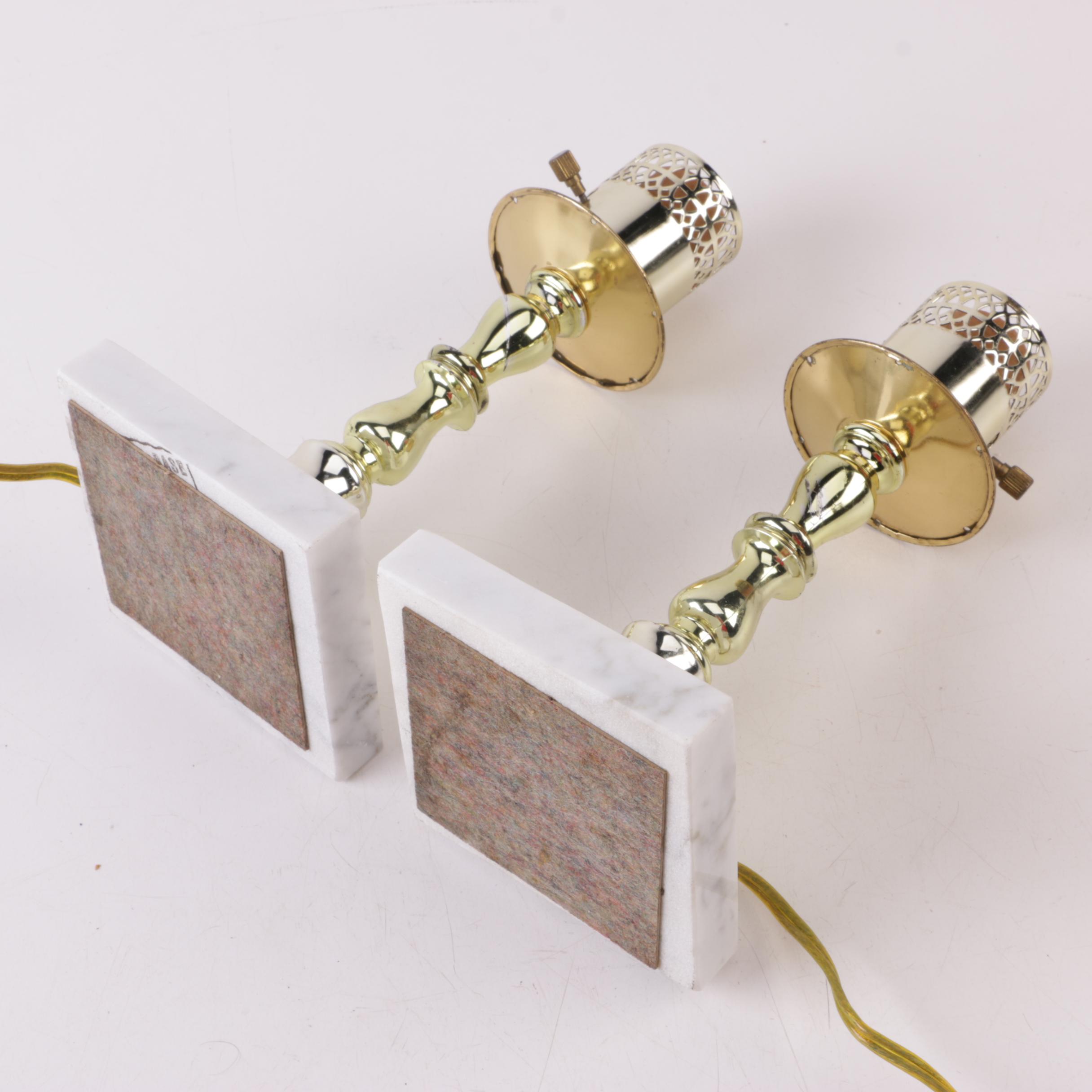 Brass and Marble Candlestick Accent Lamps