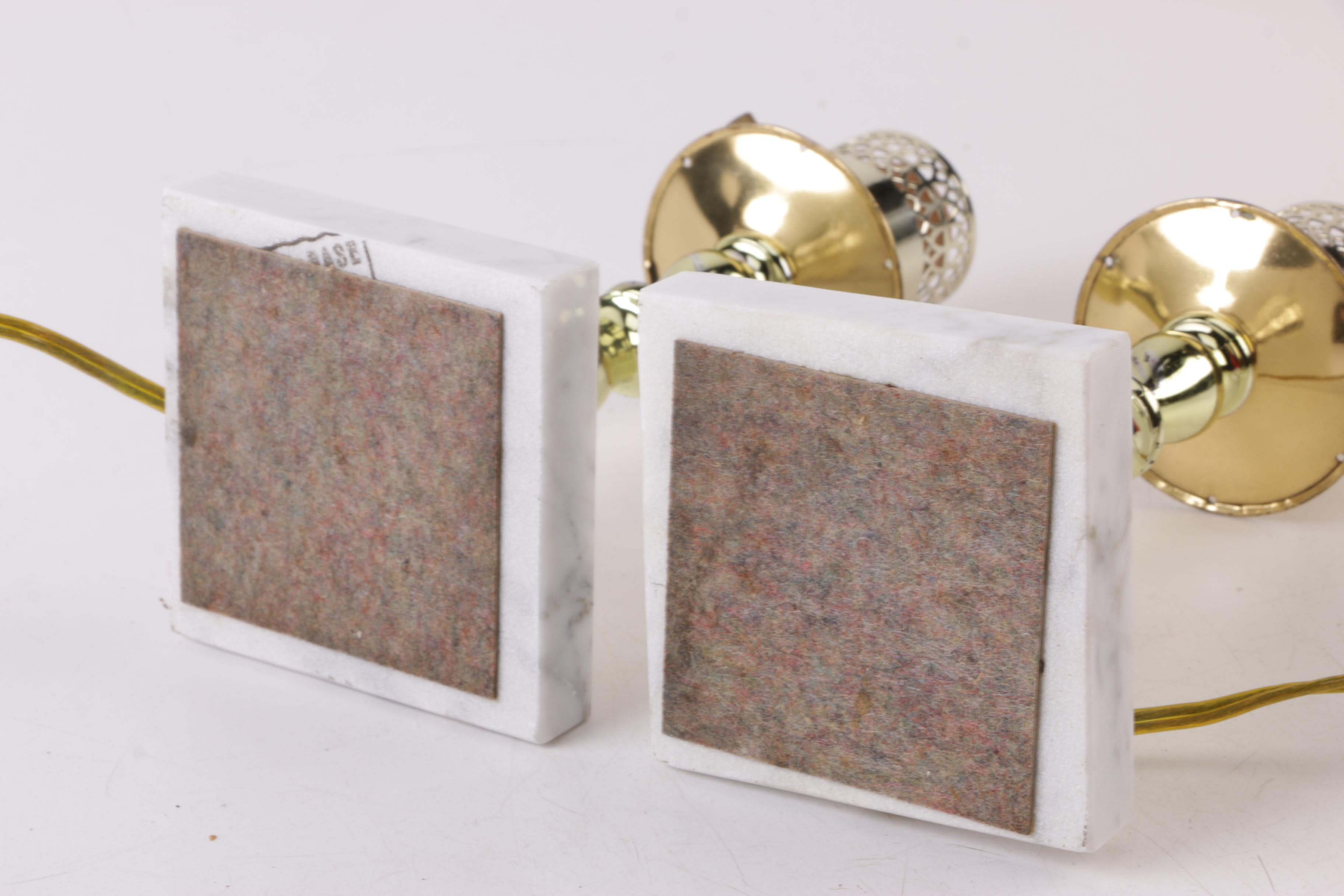 Brass and Marble Candlestick Accent Lamps