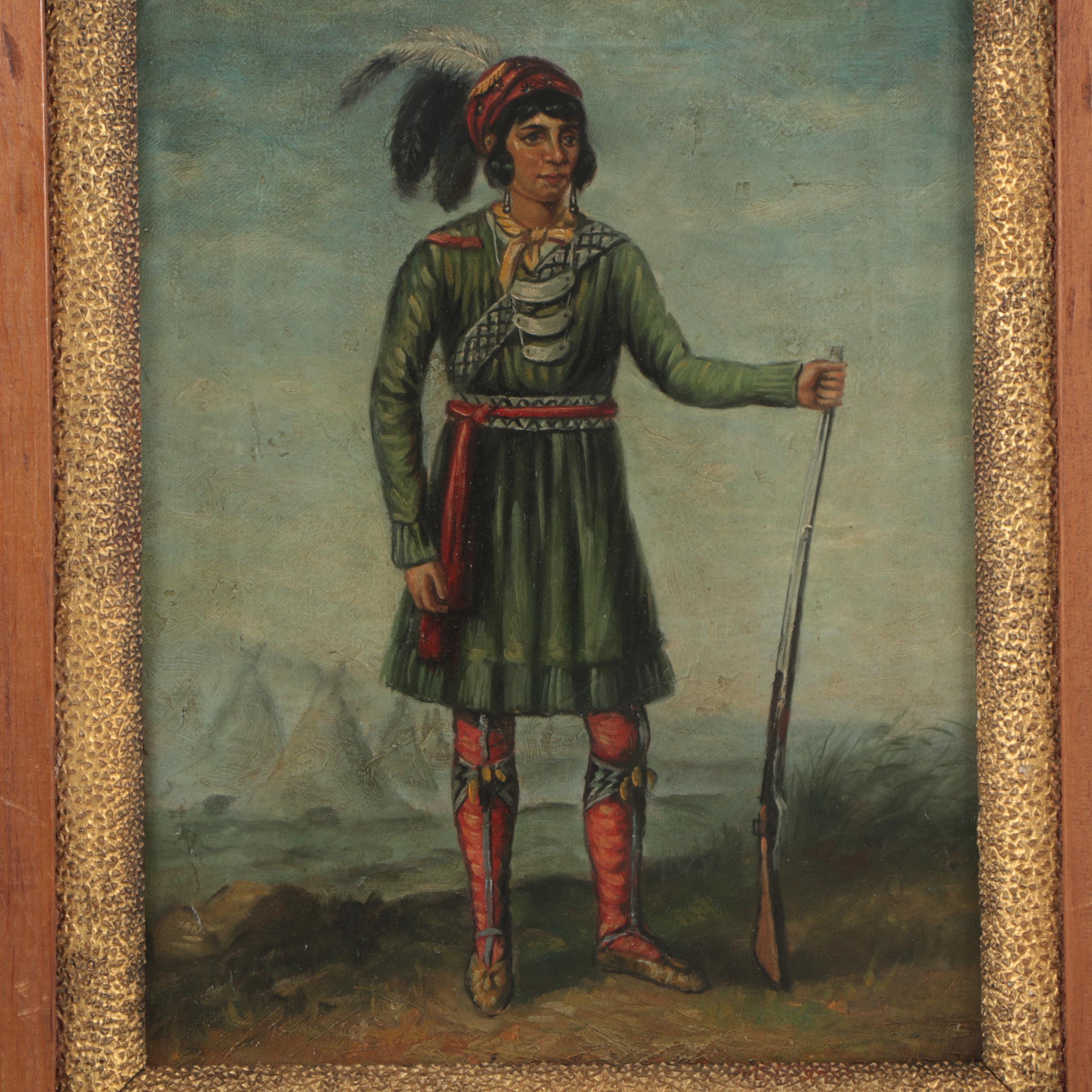 Antique Oil Painting of Osceola after a Lithograph by McKinney and Hall