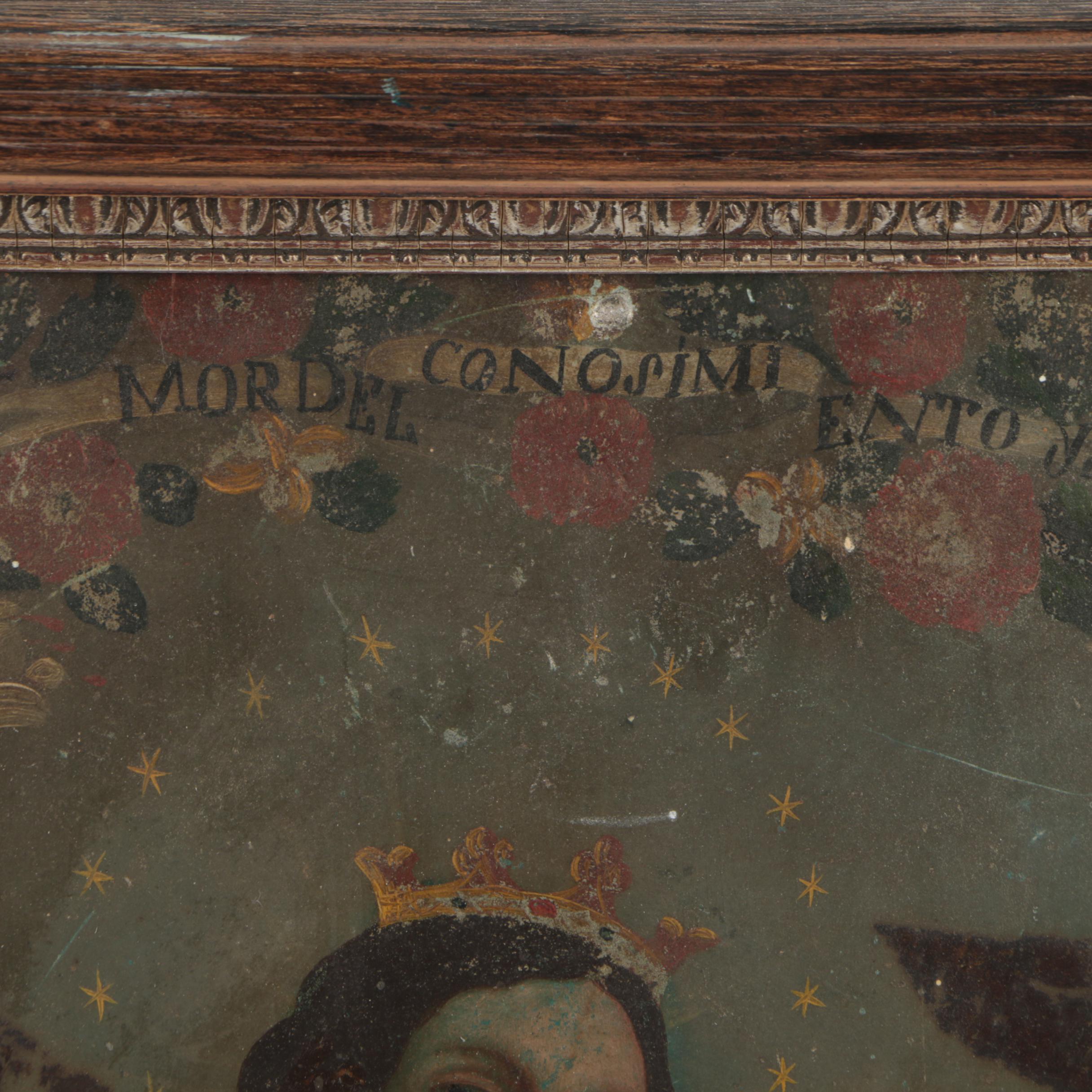 Oil Painting on Metal of the Virgin and Child