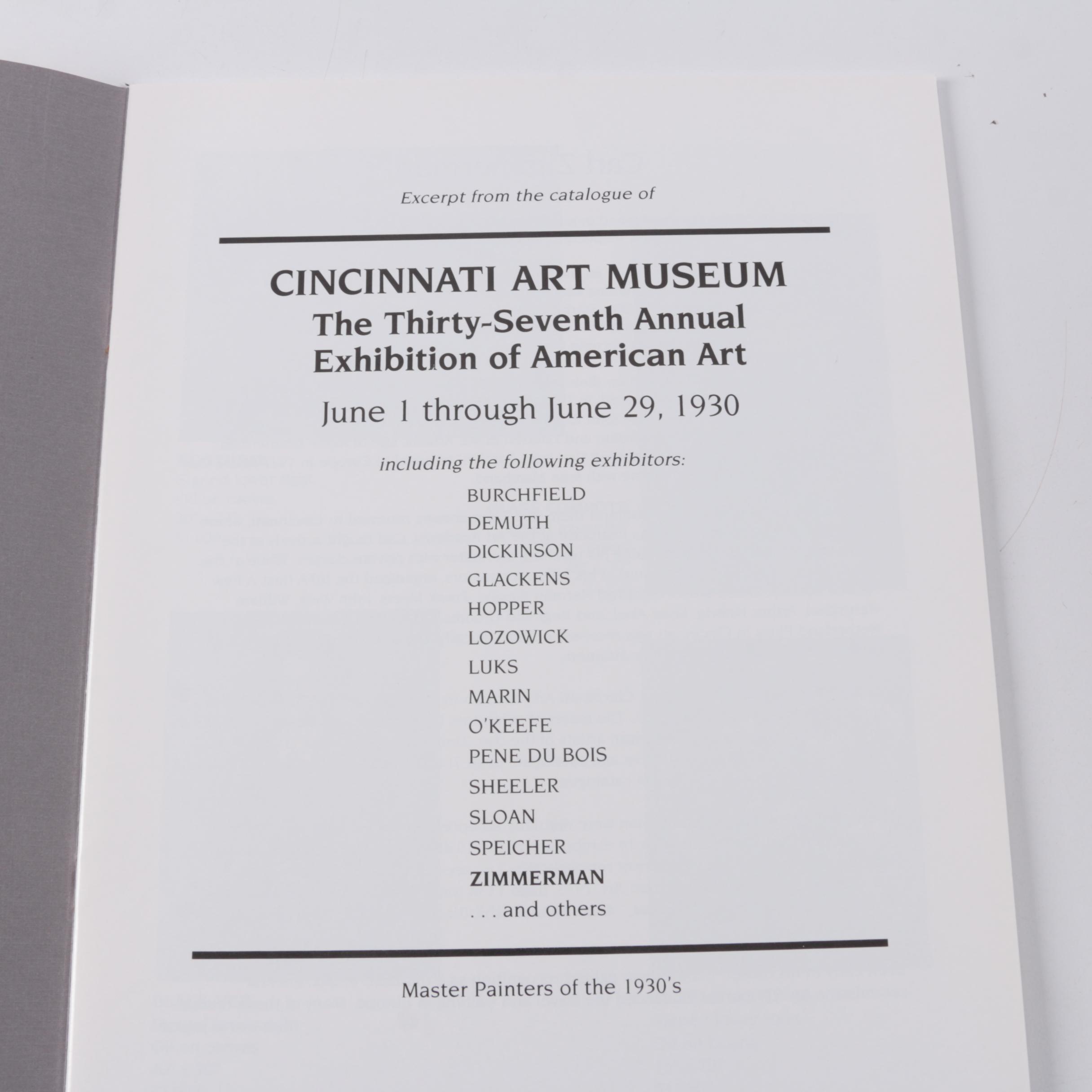Cincinnati Area Art Books and Catalogs Including Carl John Zimmerman