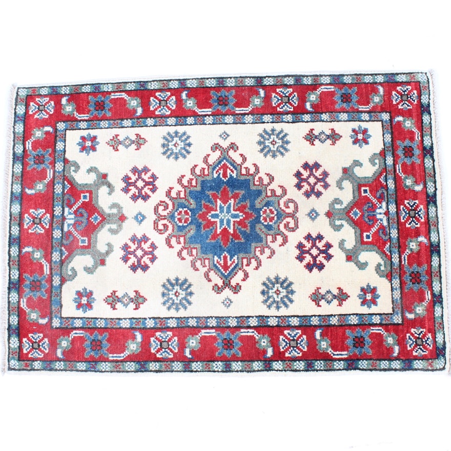 Fine Hand-Knotted Afghani-Caucasian Kazak Rug