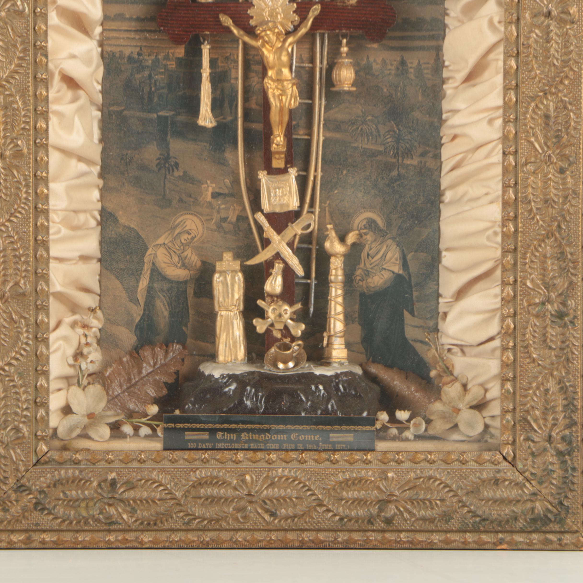 Antique Mixed Media Crucifix Wall Hanging