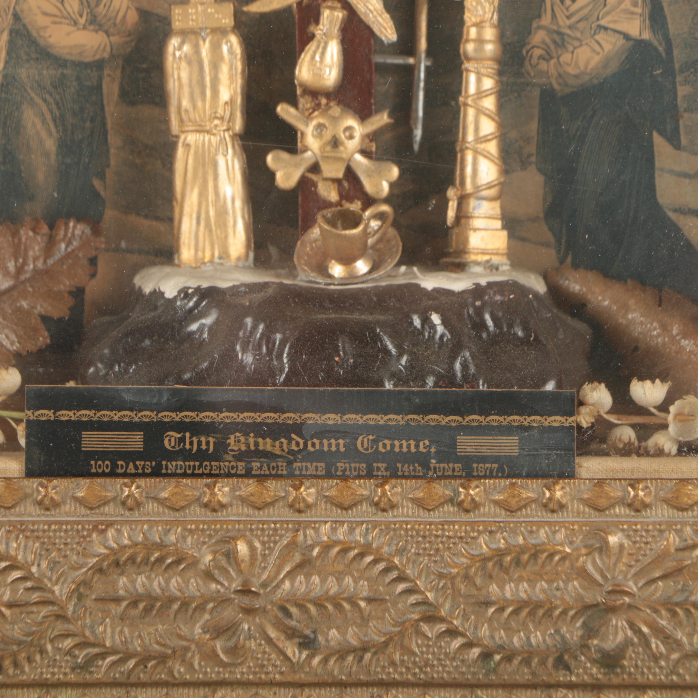 Antique Mixed Media Crucifix Wall Hanging