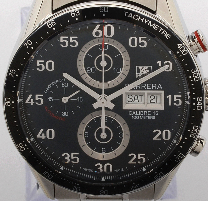 TAG Heuer Carrera Calibre 16 Day/Date Automatic Black Steel Chronograph