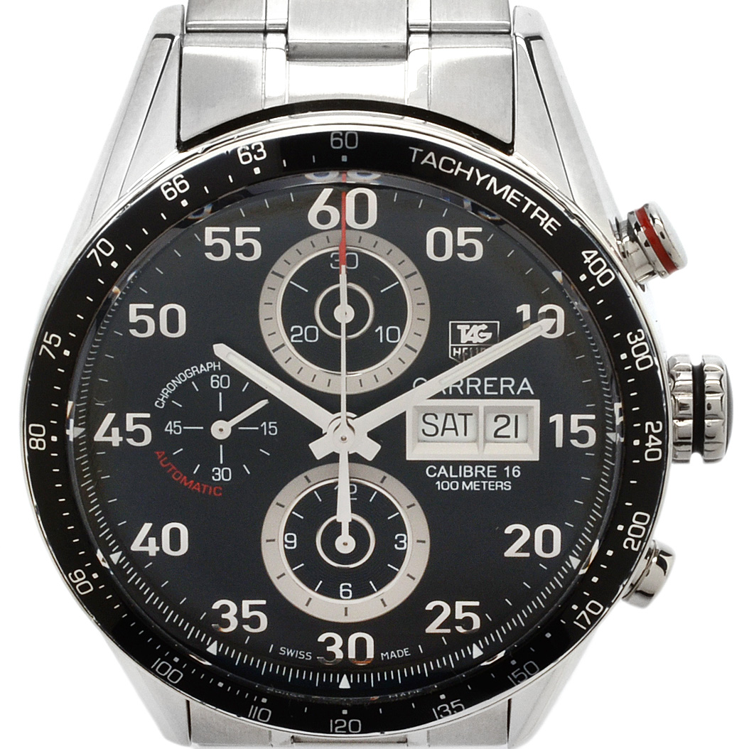 TAG Heuer Carrera Calibre 16 Day/Date Automatic Black Steel Chronograph