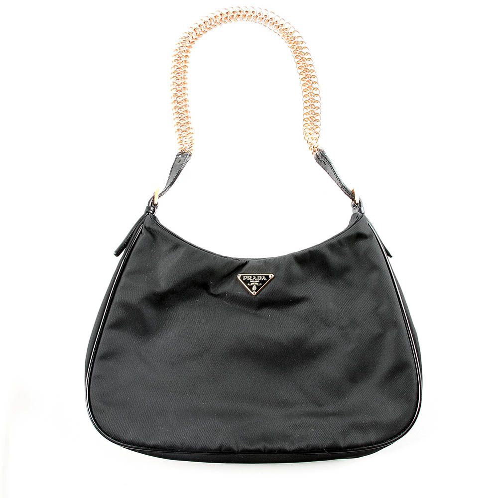 Prada Slim Profile Black Nylon Hobo Bag