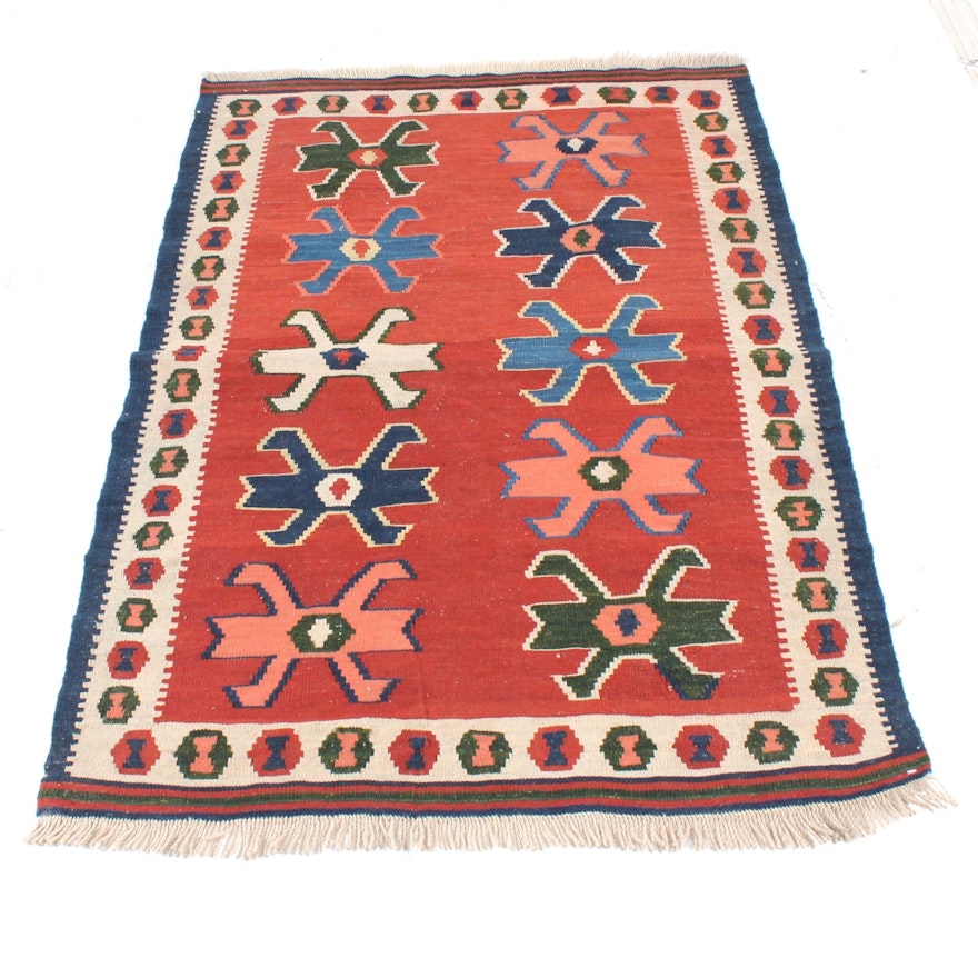 Semi-Antique Handwoven Persian Varamin Kilim Rug