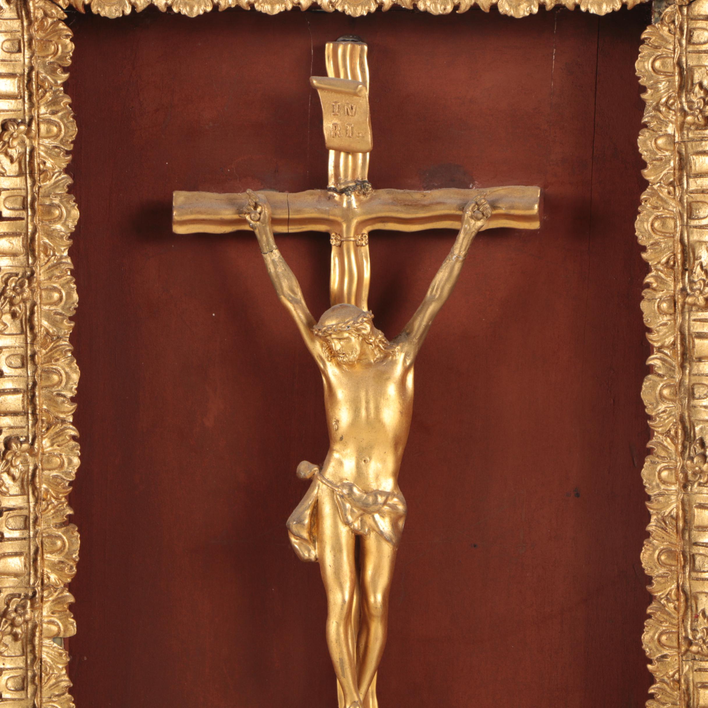 Framed Gold Tone Crucifix