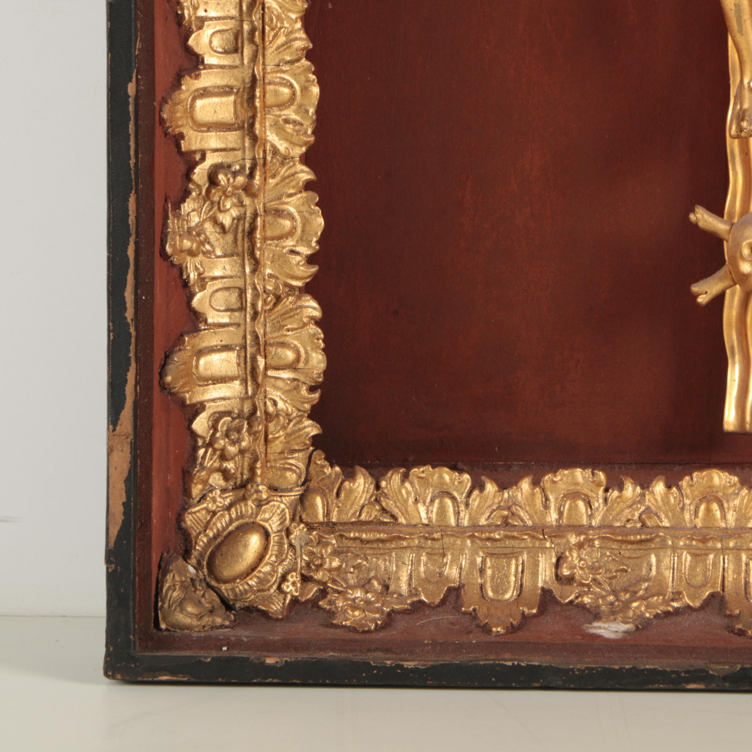 Framed Gold Tone Crucifix