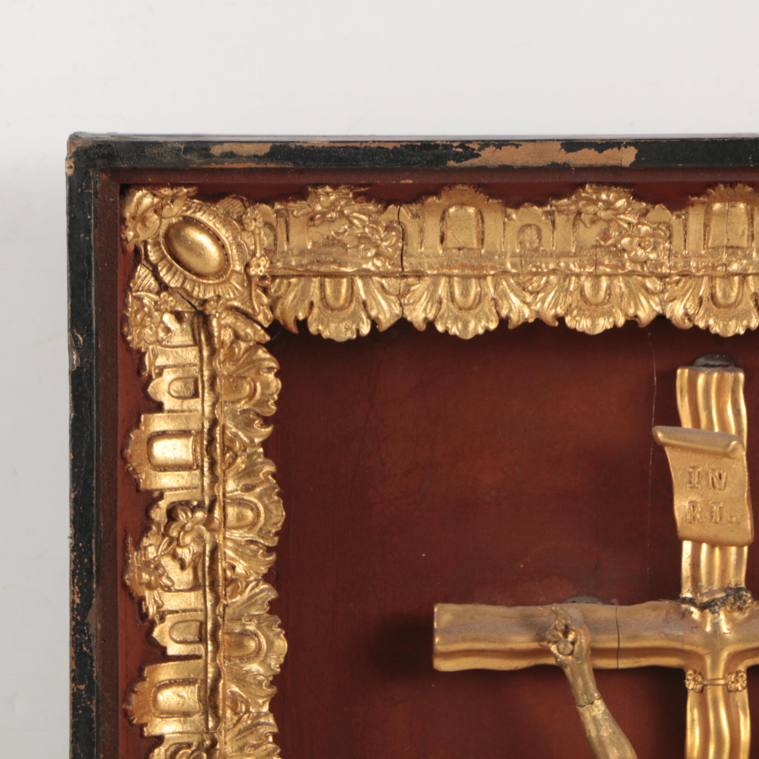 Framed Gold Tone Crucifix