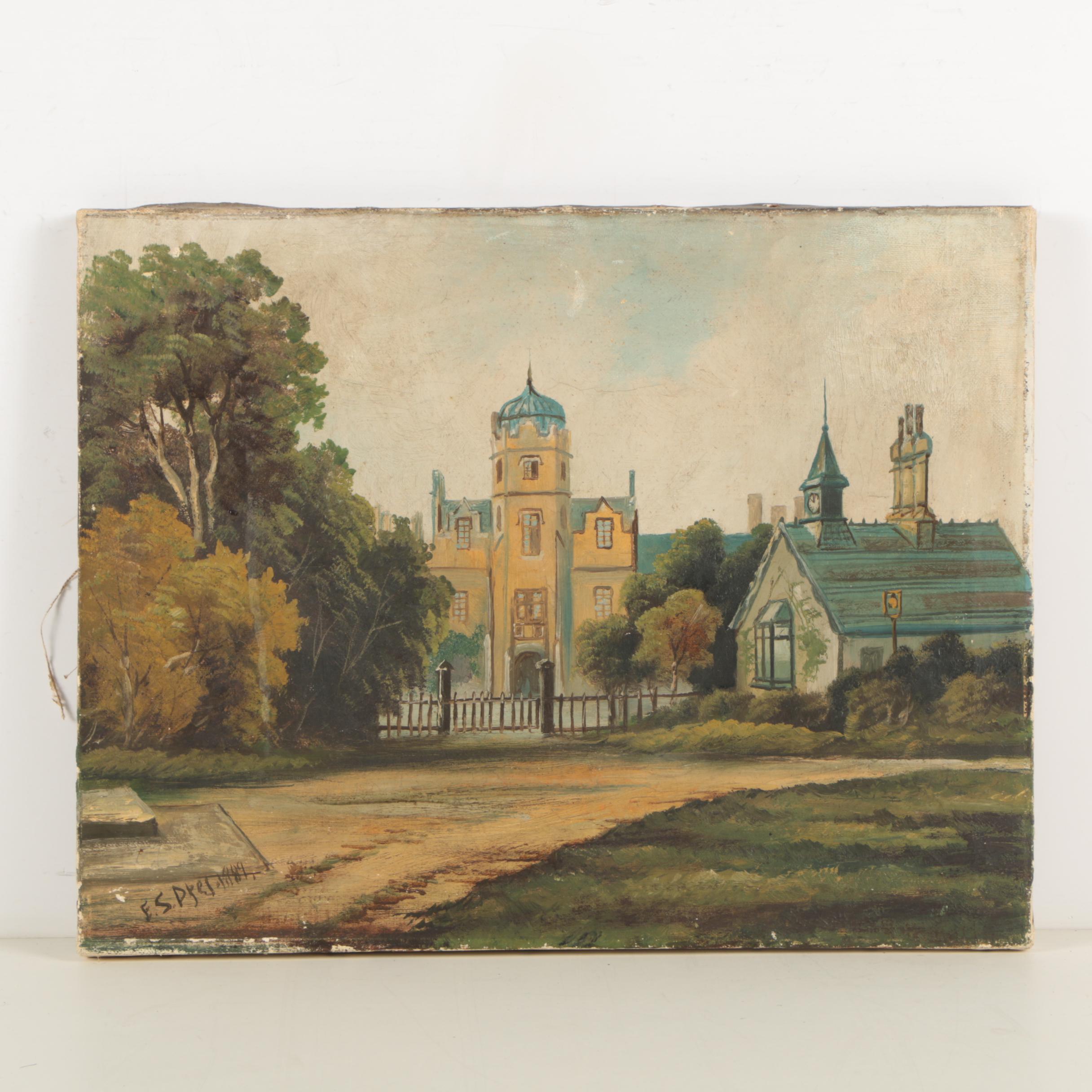 E.S. Dyer Antique European Oil Painting