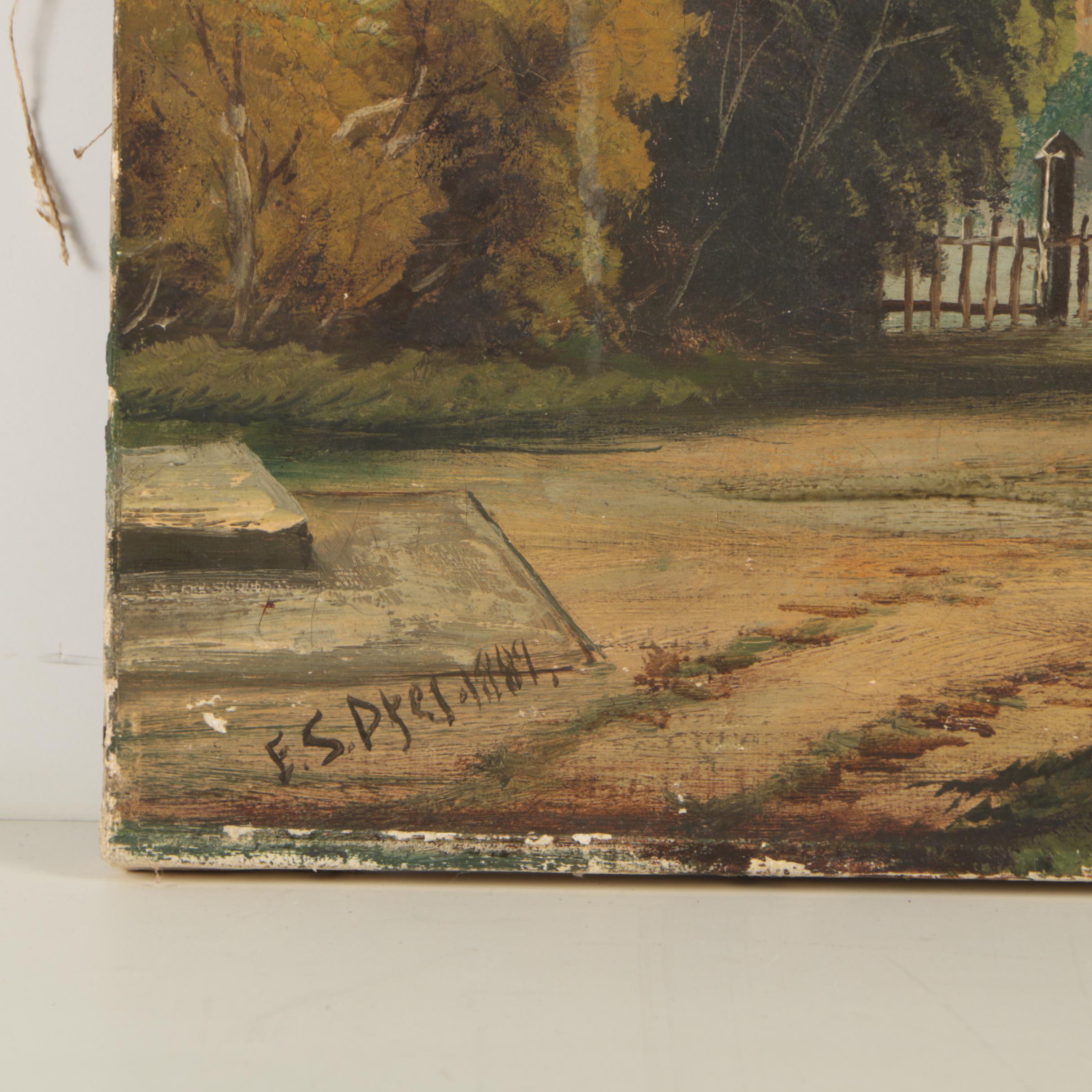 E.S. Dyer Antique European Oil Painting