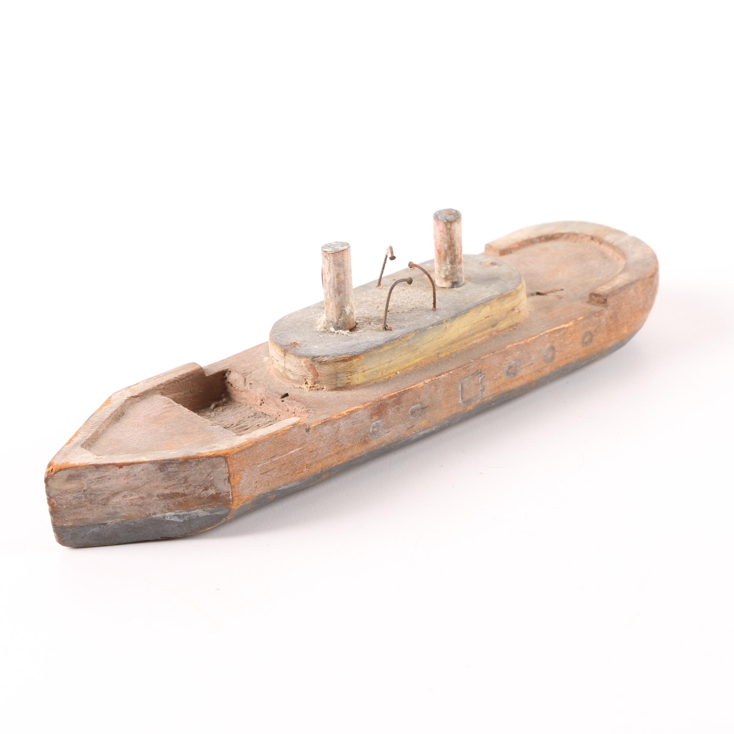Vintage Wood Boat Figurine