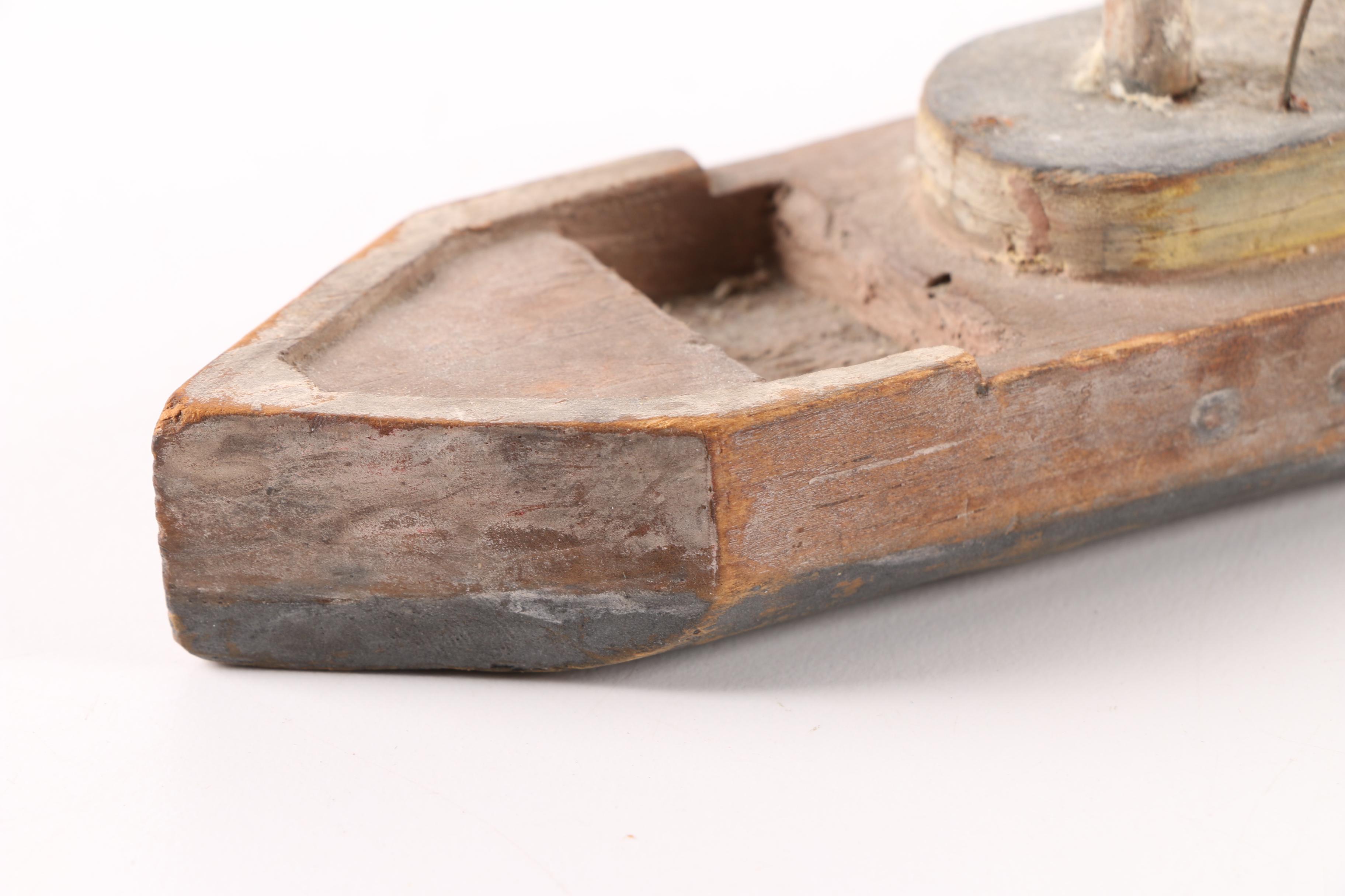 Vintage Wood Boat Figurine