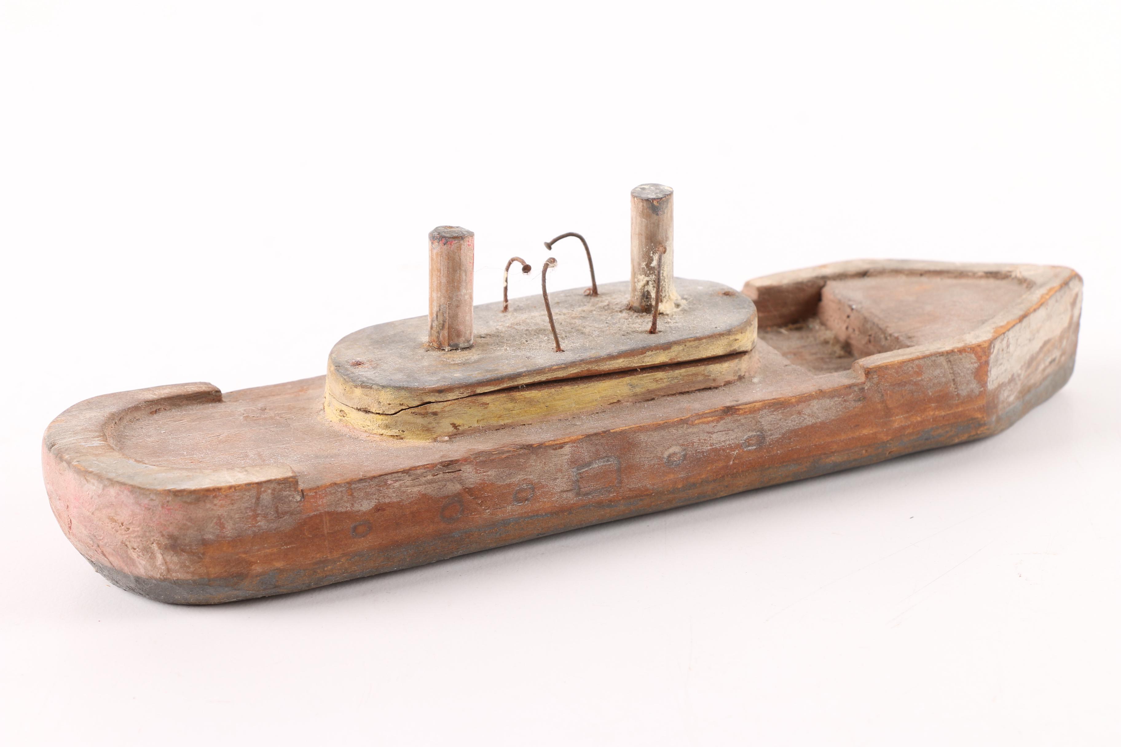 Vintage Wood Boat Figurine