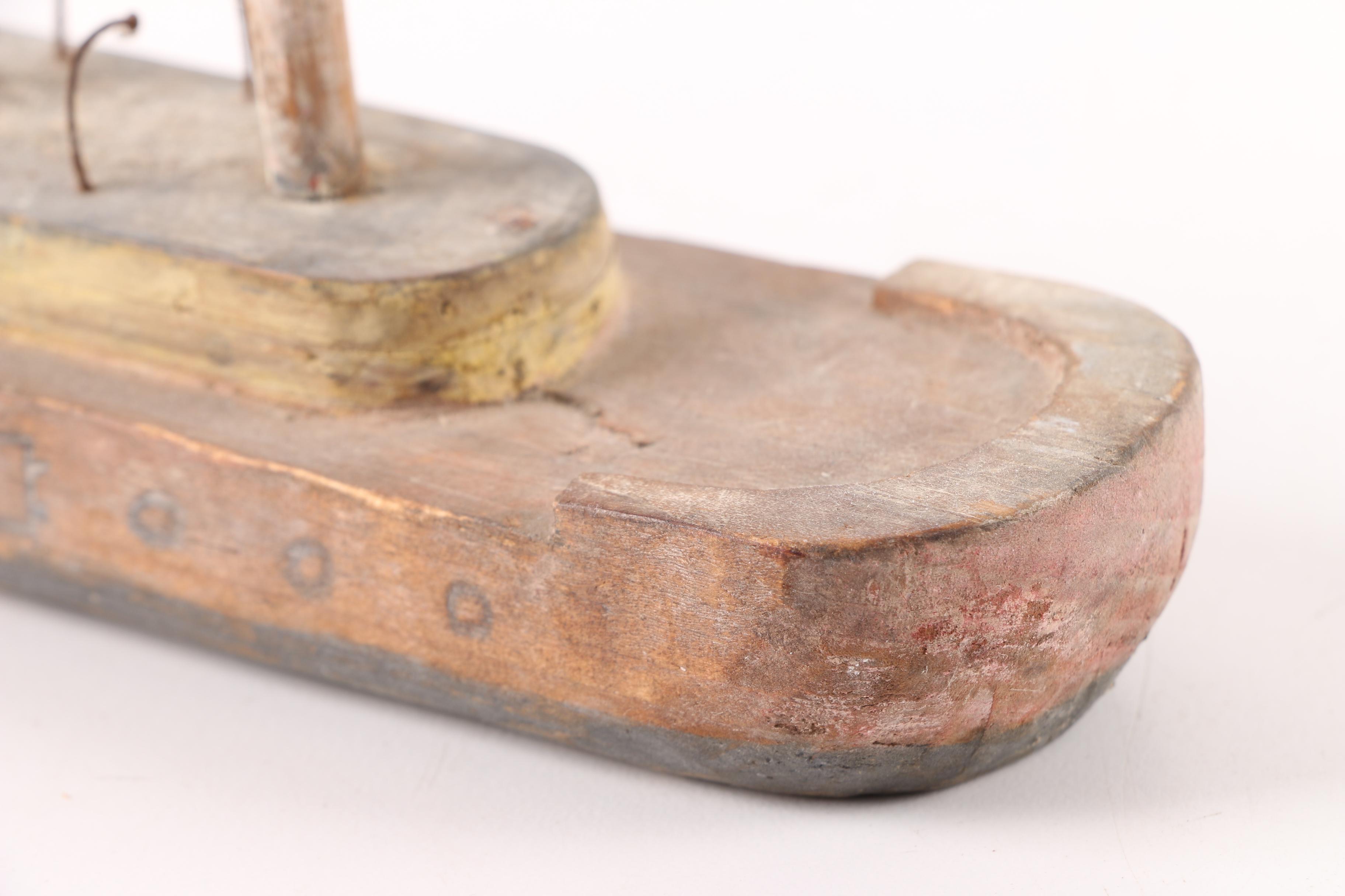 Vintage Wood Boat Figurine