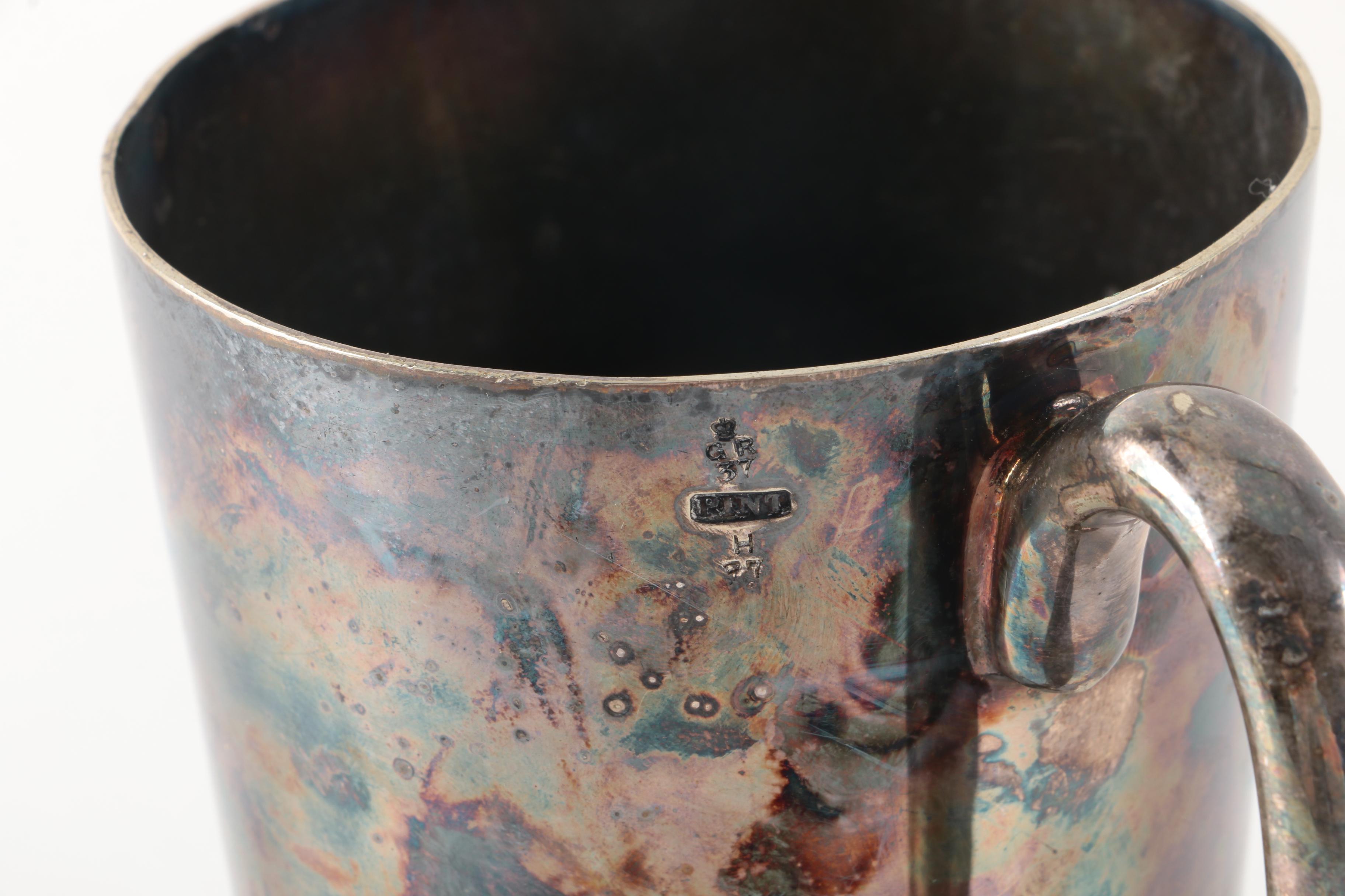 Vintage Walker & Hall Silver Plate Beer Mug with Pewter Beer Mugs