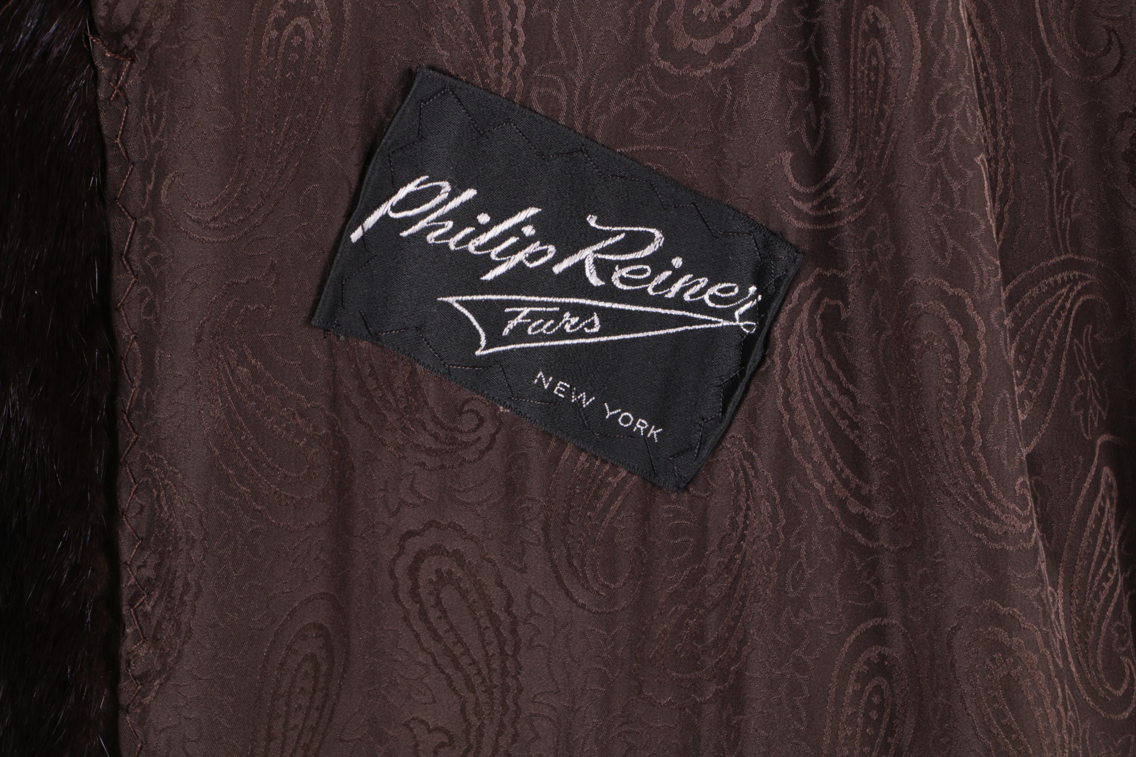 Philip Reiner of New York Full-Length Dark Brown Mink Fur Coat