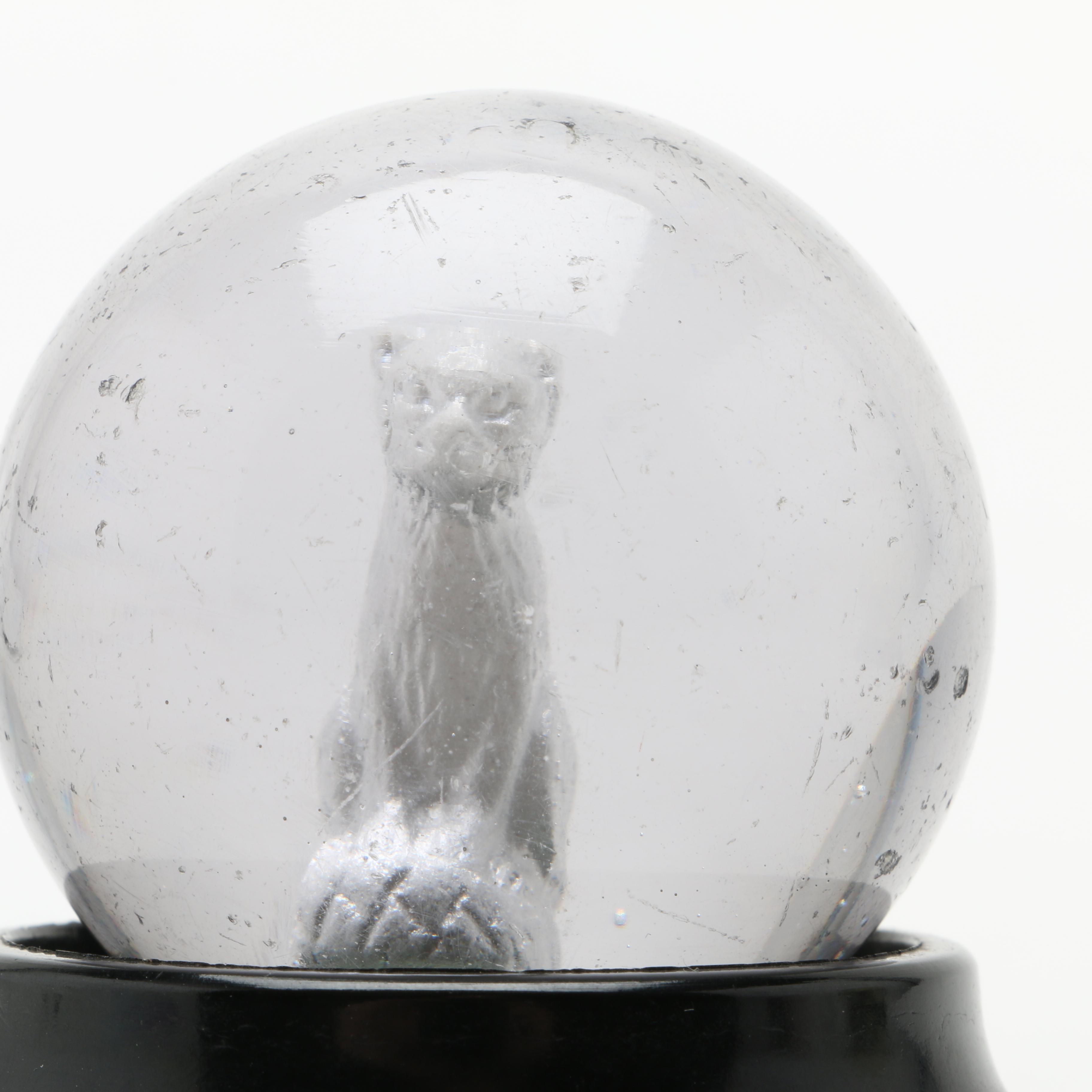 Vintage Sulfide Marbles With Animal Figures Including Grandfather Size Marbles