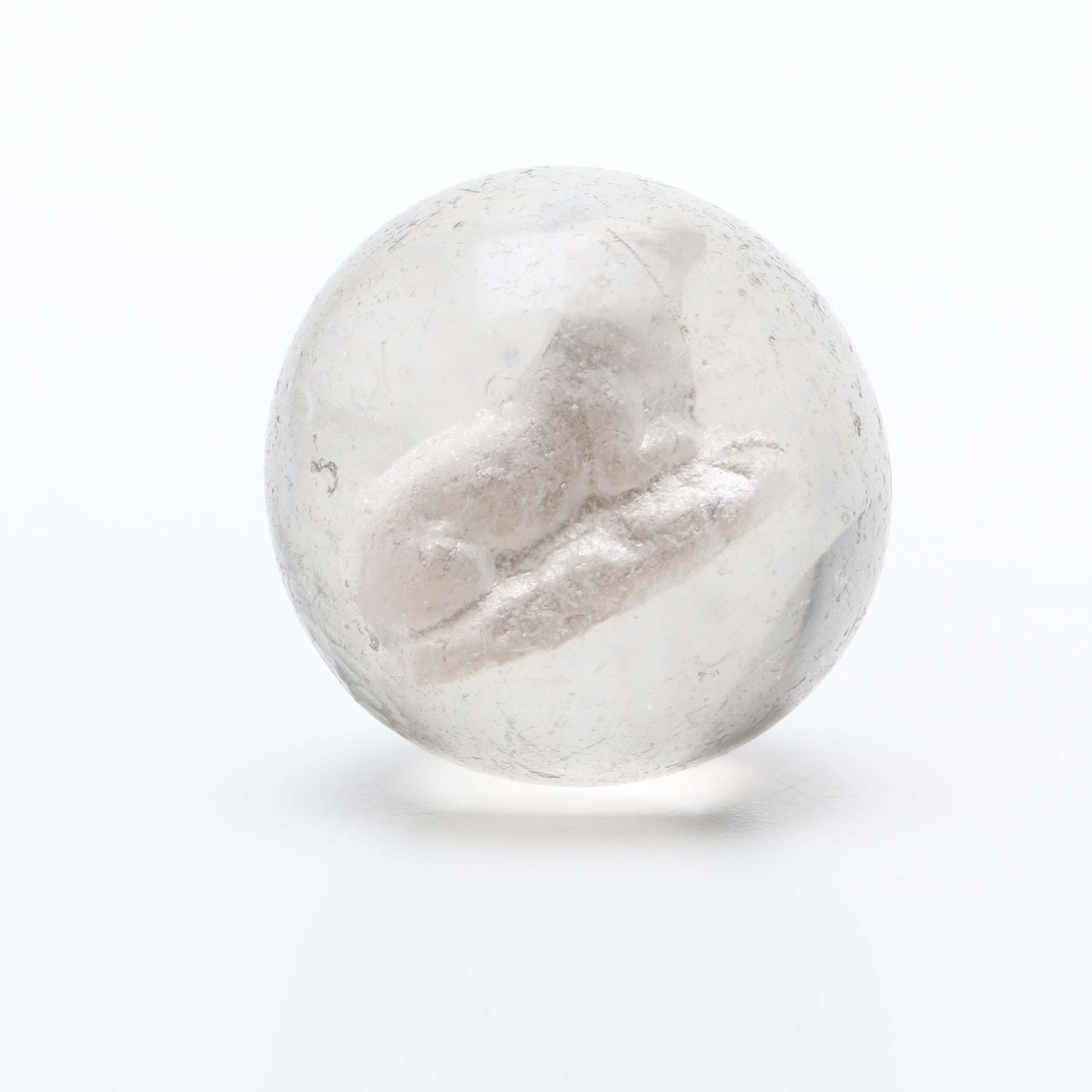 Vintage Sulfide Marbles With Animal Figures Including Grandfather Size Marbles