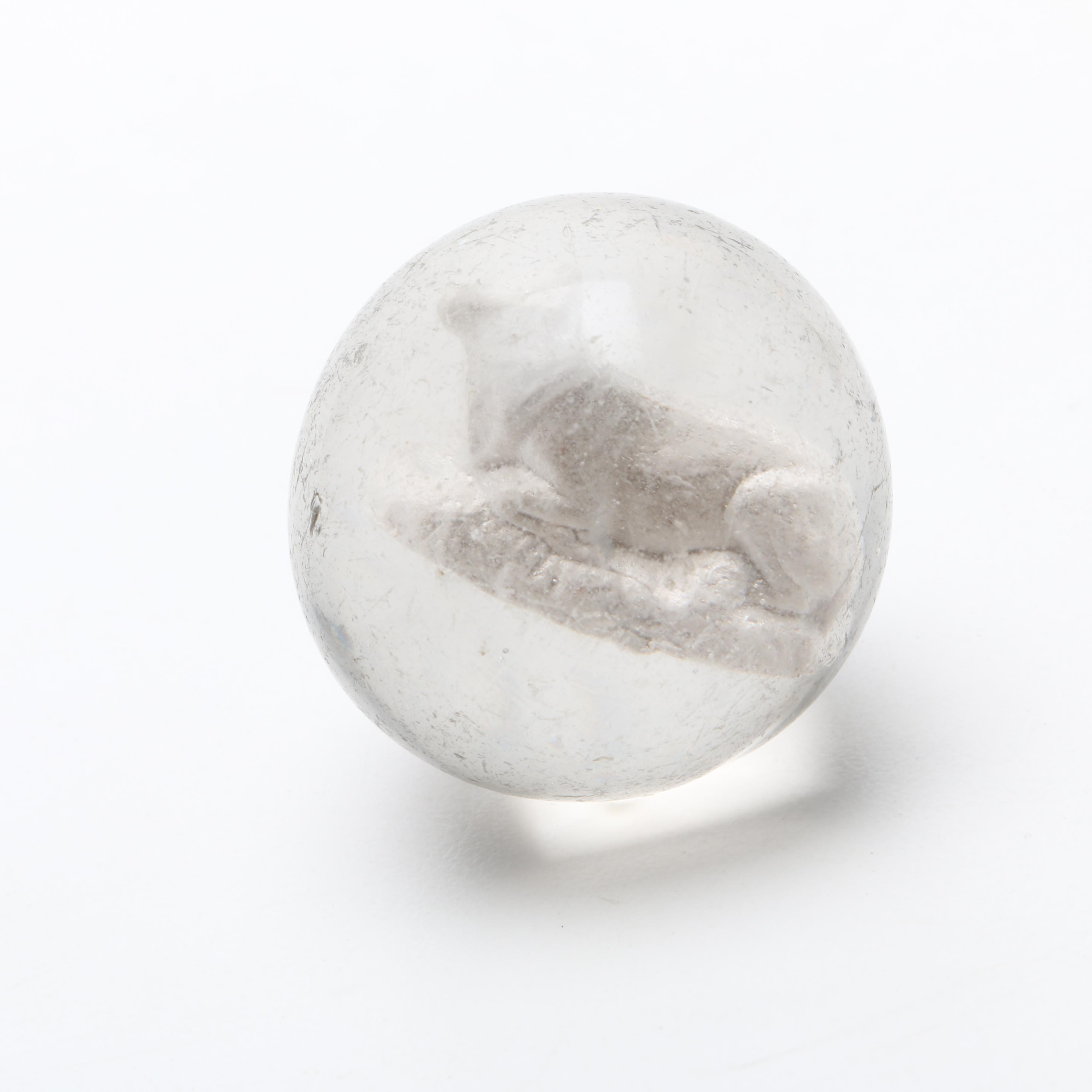 Vintage Sulfide Marbles With Animal Figures Including Grandfather Size Marbles