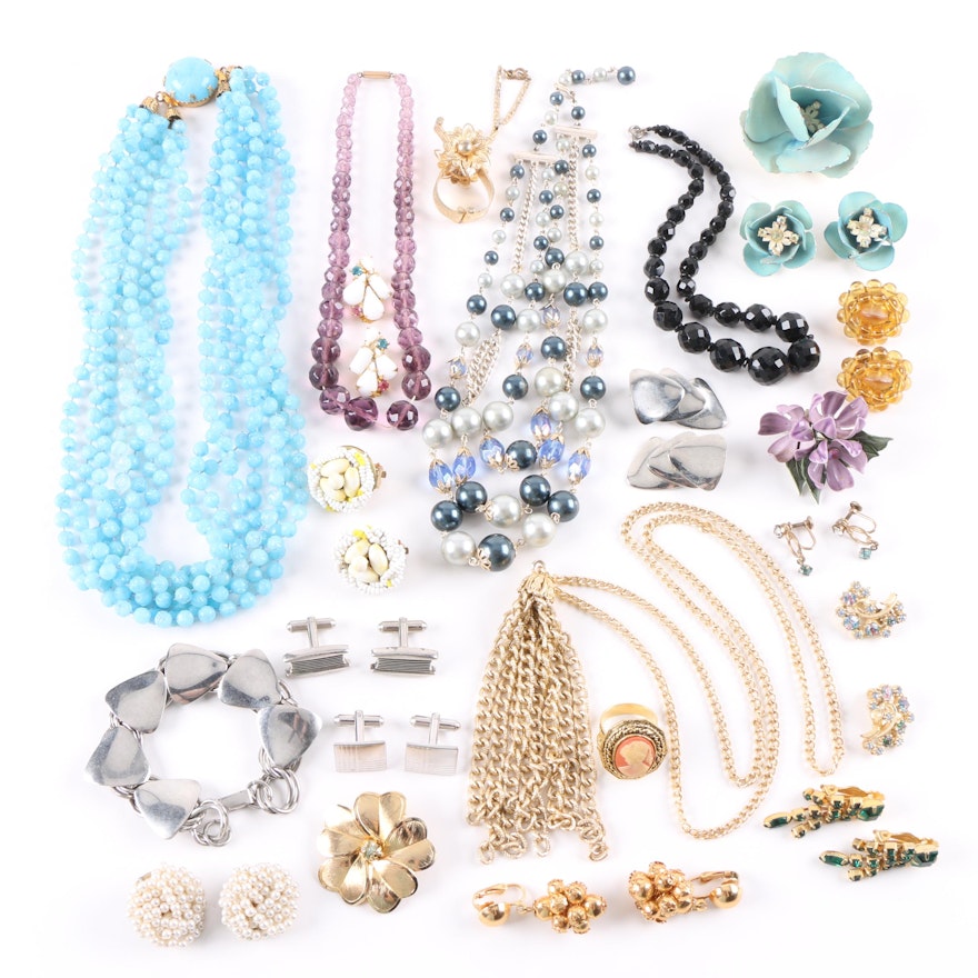 Jewelry Assortment Including Necklaces and Cuff Links