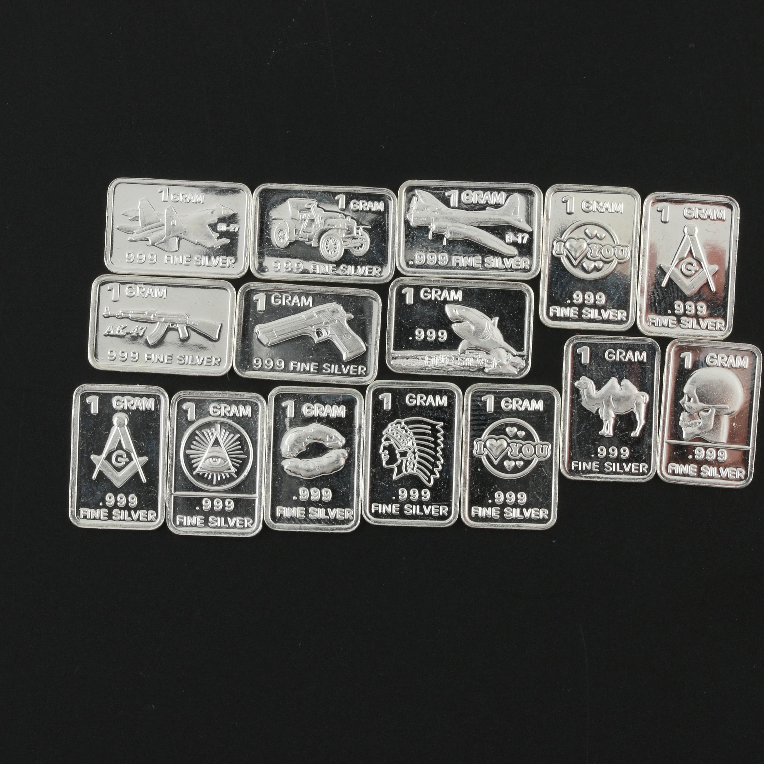 Fifteen 1-Gram .999 Fine Silver Proof Ingots