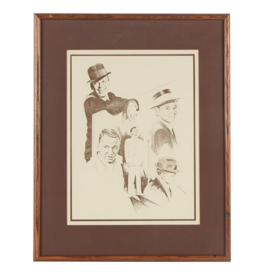 Halftone Reproduction Print After Glen Banse of "Frank Sinatra"