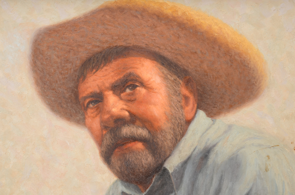 Noel Espinoza Oil on Canvas Portrait Painting "El Jefe"