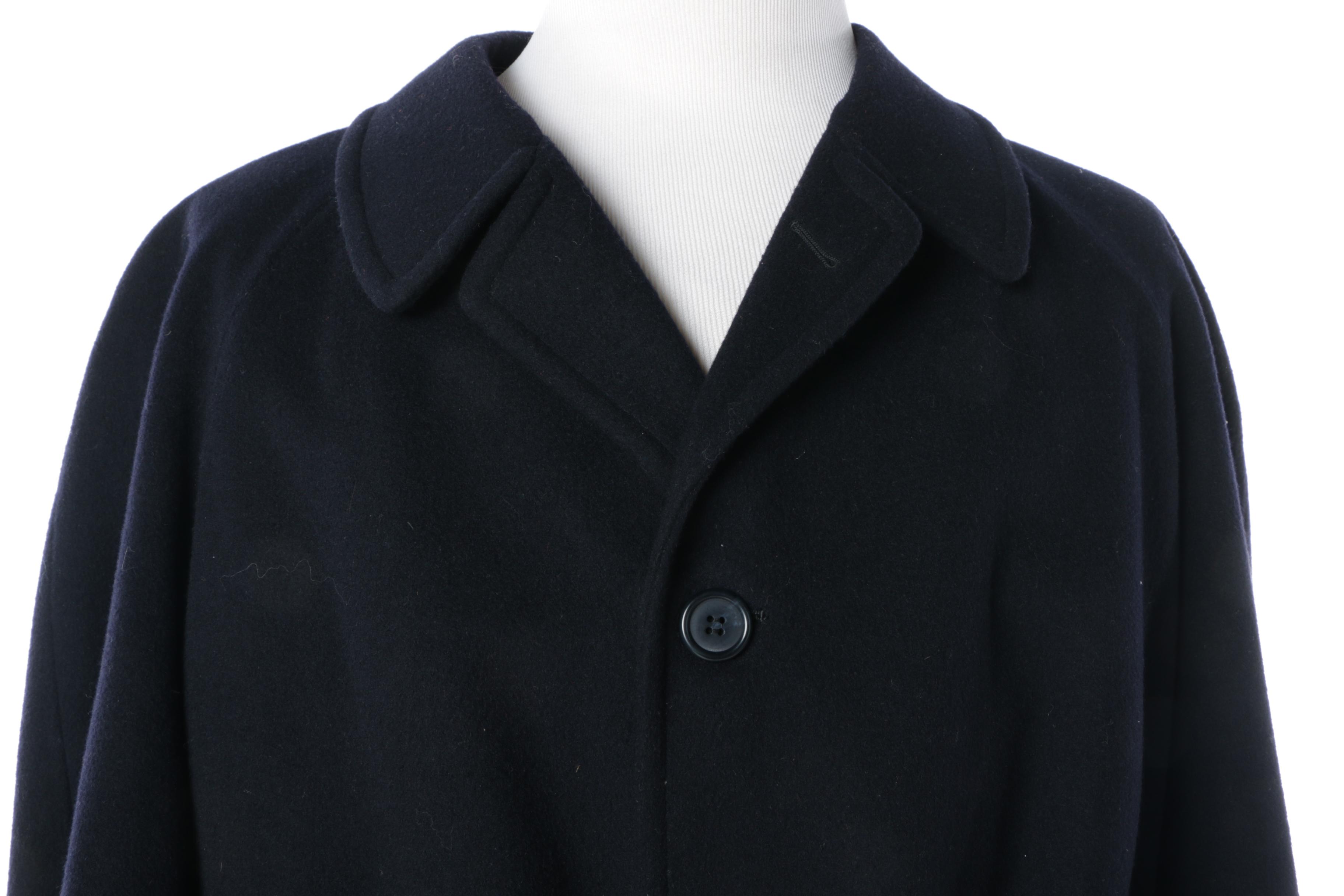Men's Joseph Abboud Navy Blue Wool Belted Overcoat