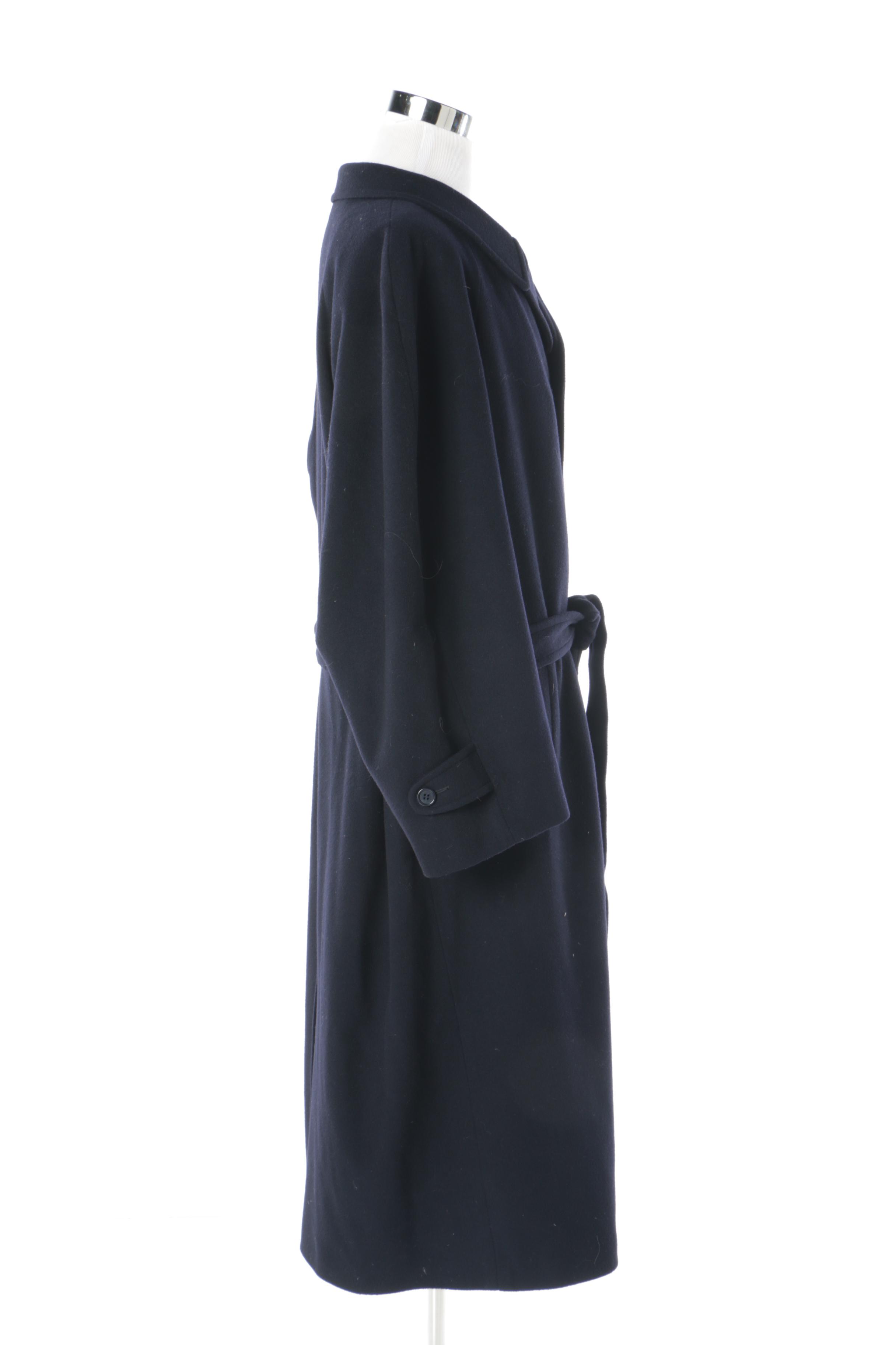 Men's Joseph Abboud Navy Blue Wool Belted Overcoat