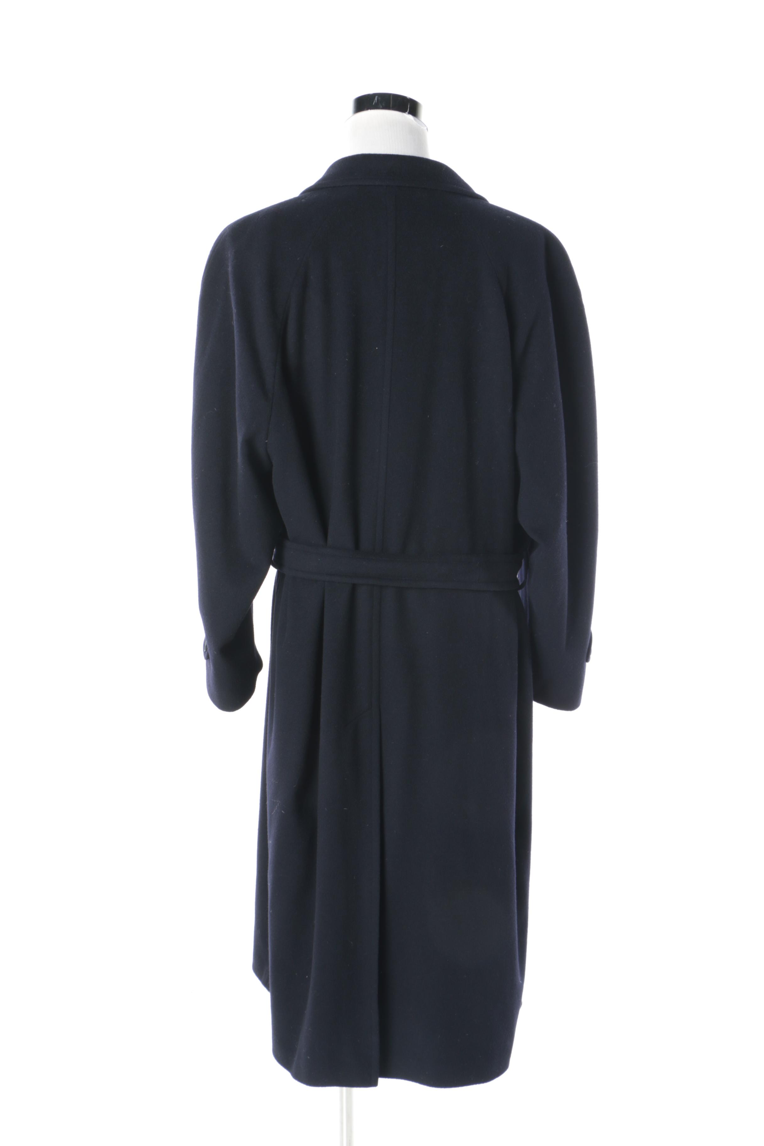 Men's Joseph Abboud Navy Blue Wool Belted Overcoat