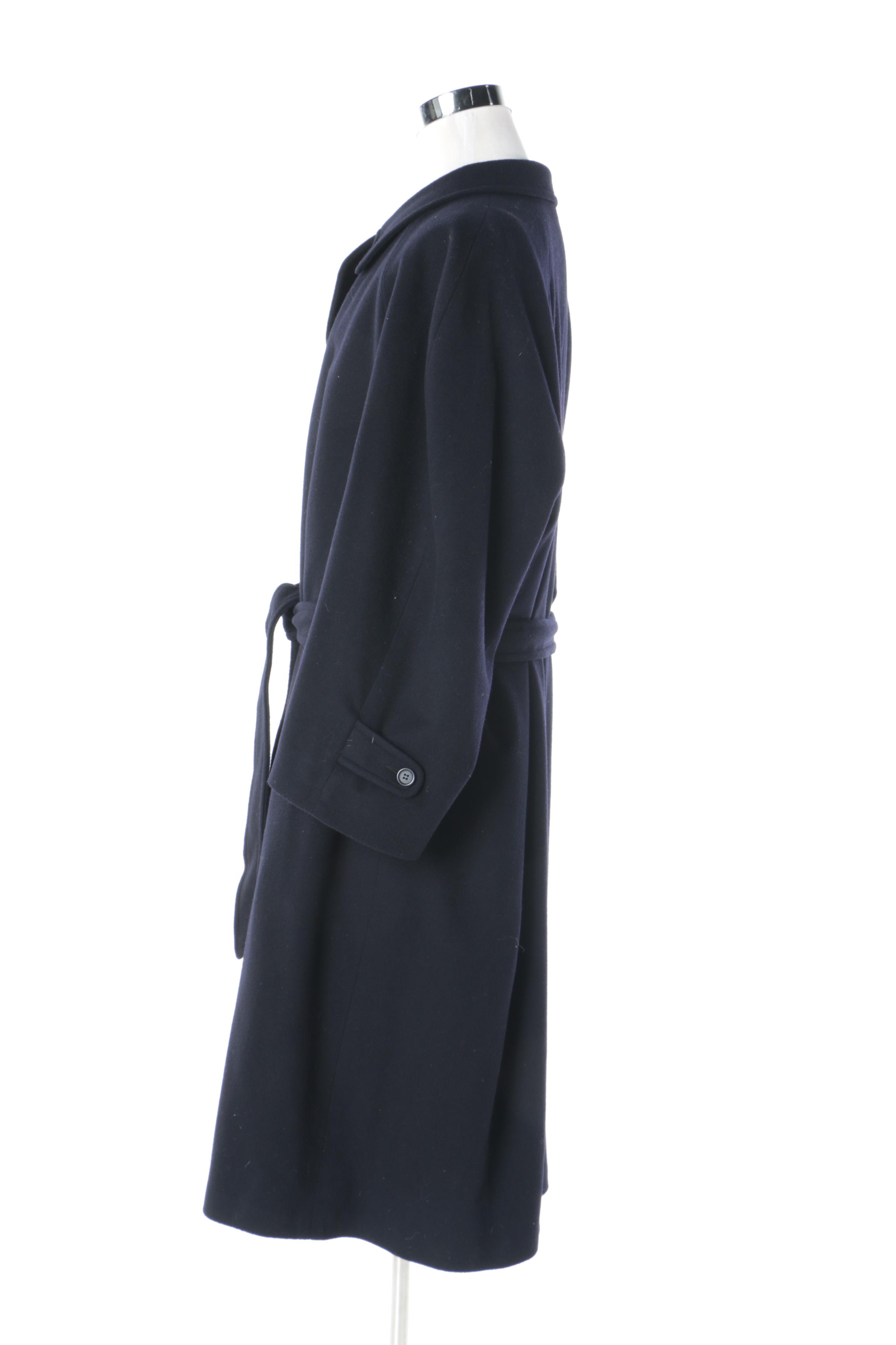 Men's Joseph Abboud Navy Blue Wool Belted Overcoat