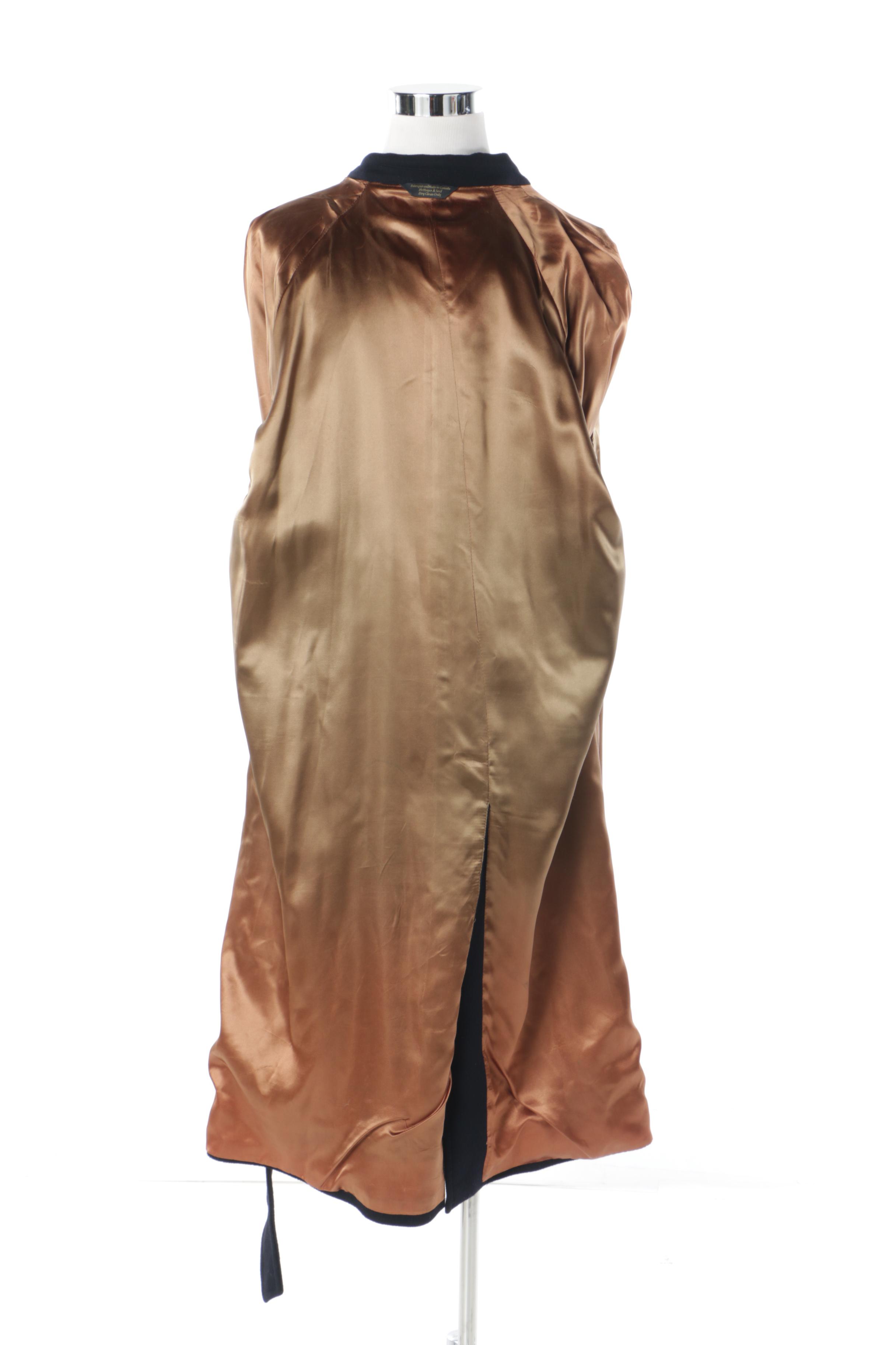 Men's Joseph Abboud Navy Blue Wool Belted Overcoat