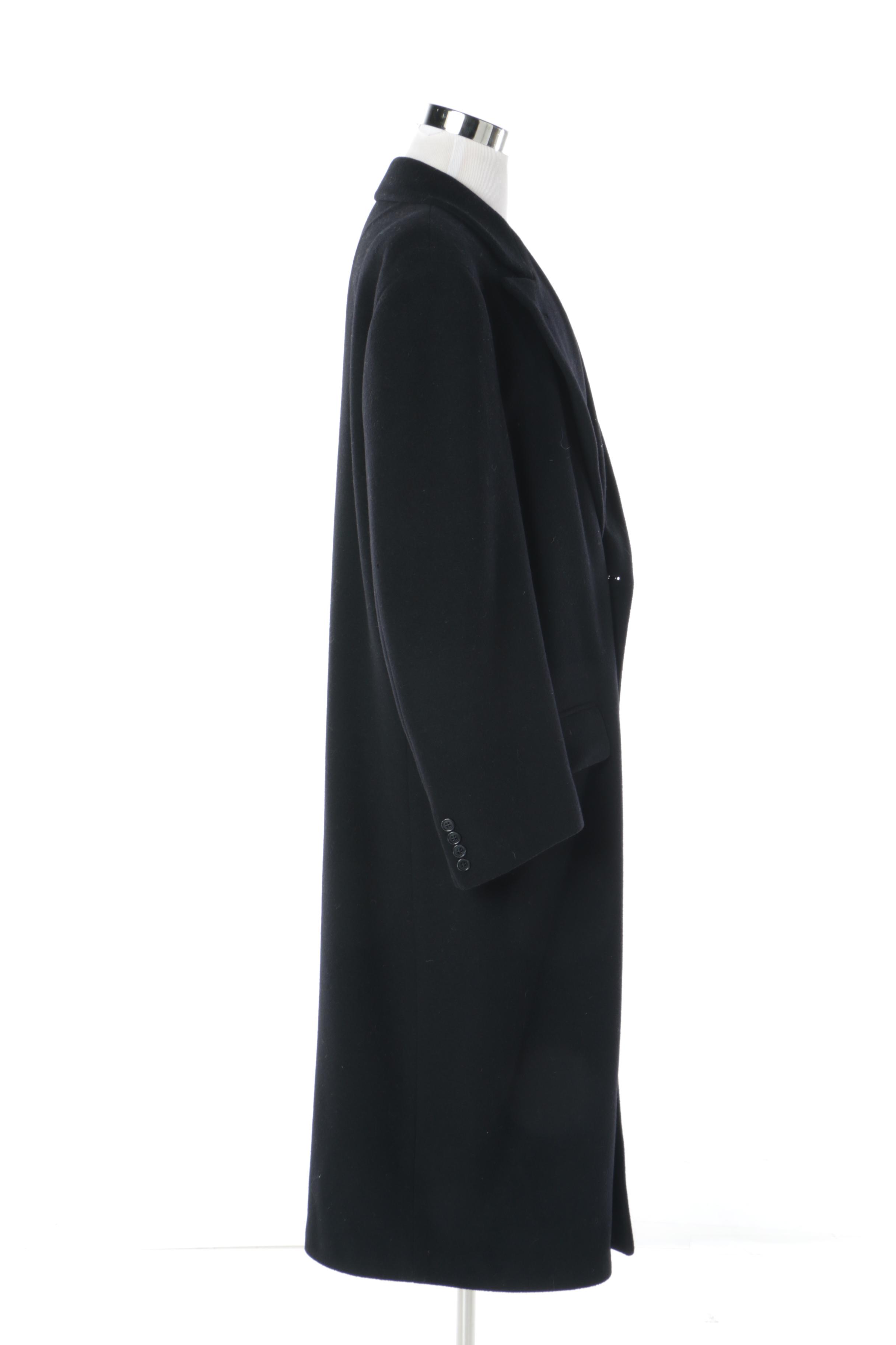 Men's Neiman Marcus Black Cashmere Blend Double-Breasted Overcoat