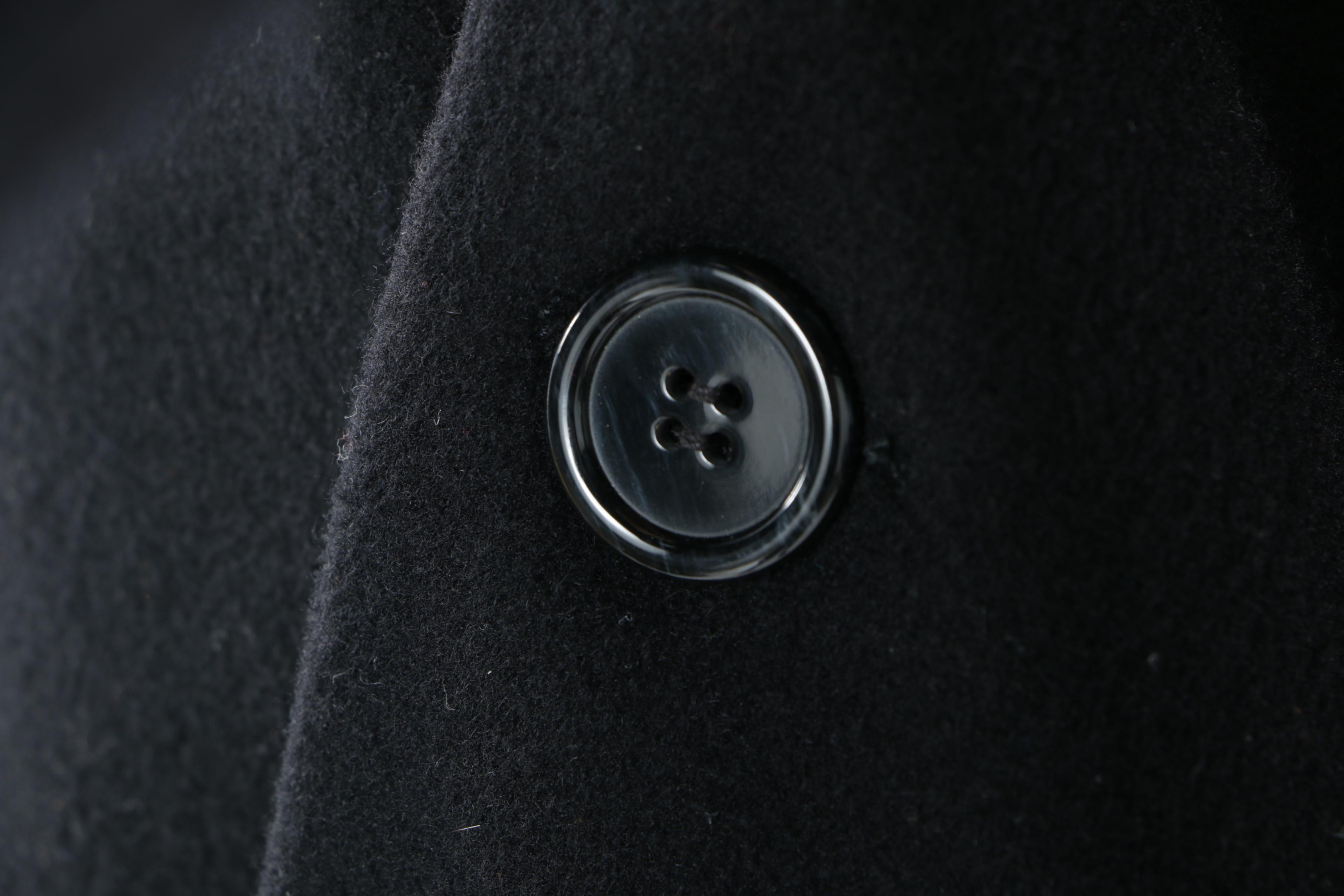 Men's Neiman Marcus Black Cashmere Blend Double-Breasted Overcoat