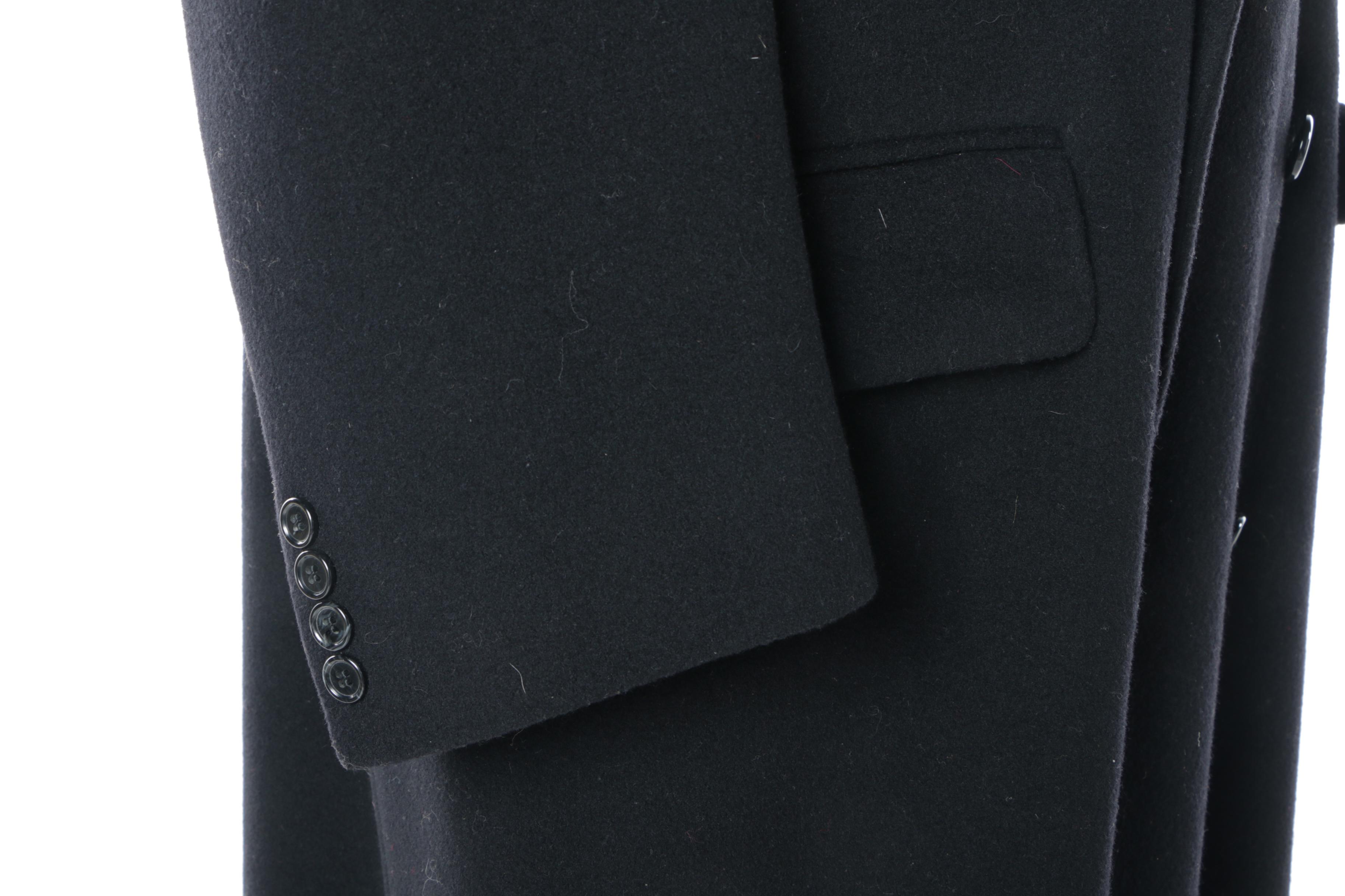 Men's Neiman Marcus Black Cashmere Blend Double-Breasted Overcoat