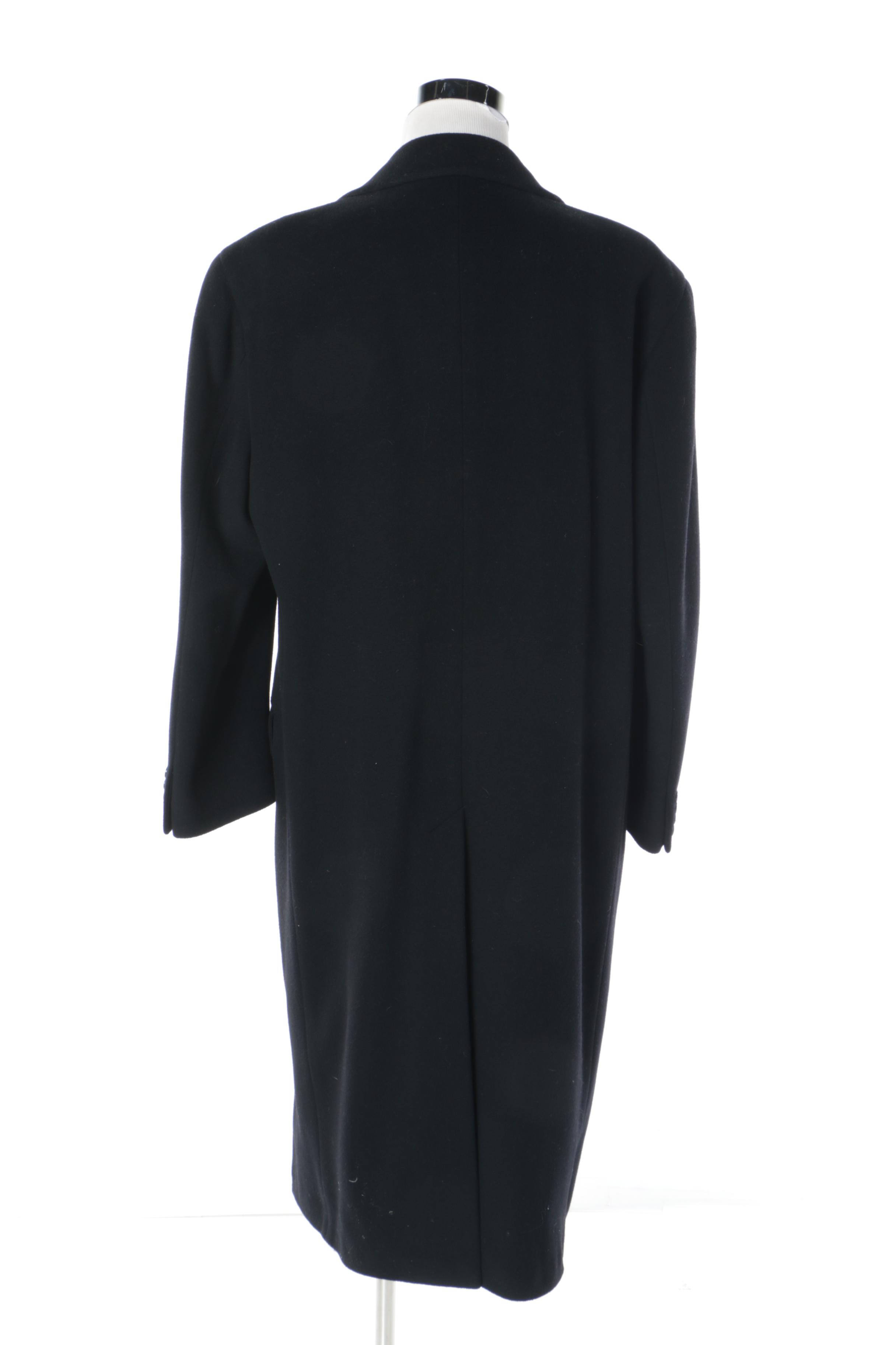 Men's Neiman Marcus Black Cashmere Blend Double-Breasted Overcoat