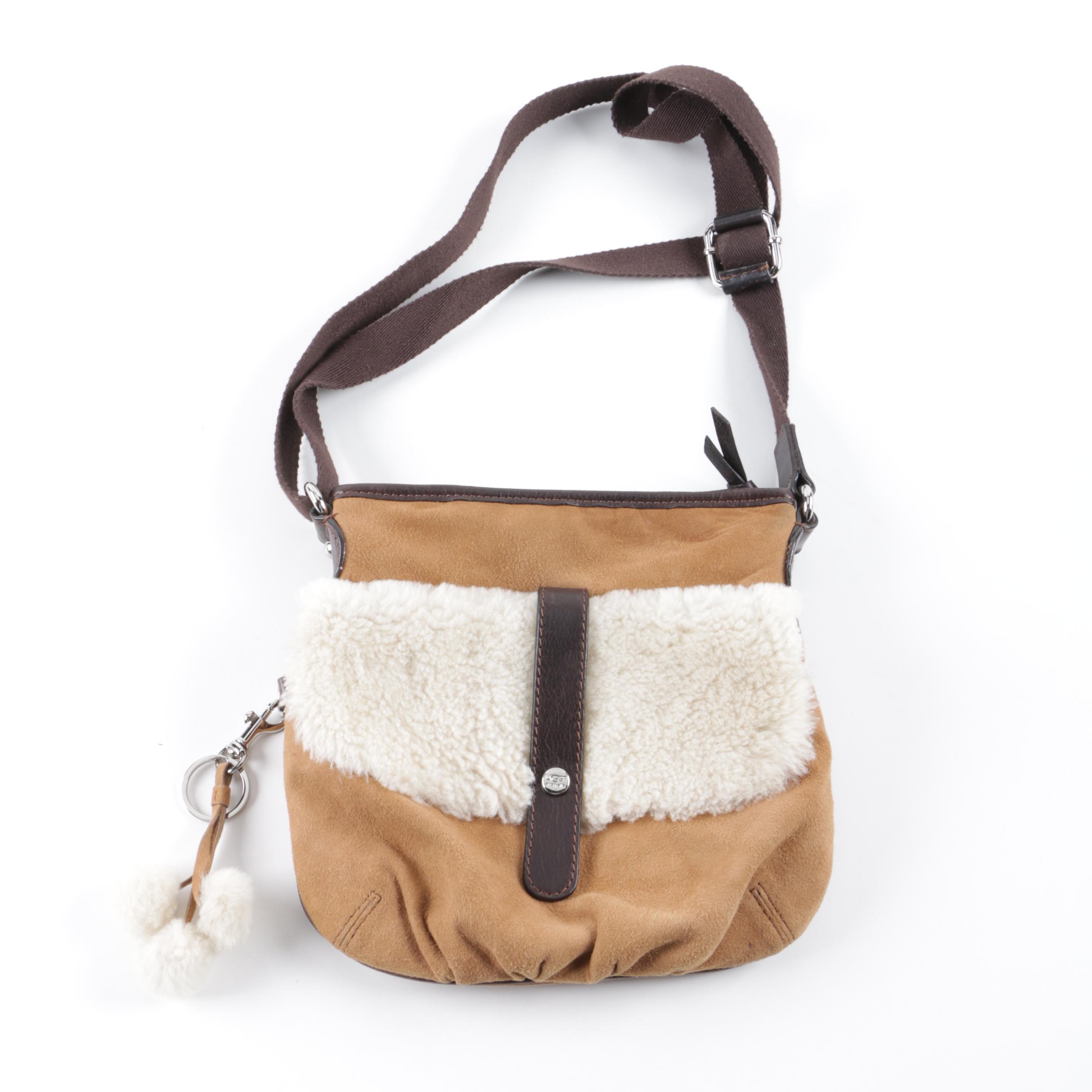 UGG Australia Suede and Shearling Sheepskin Handbag