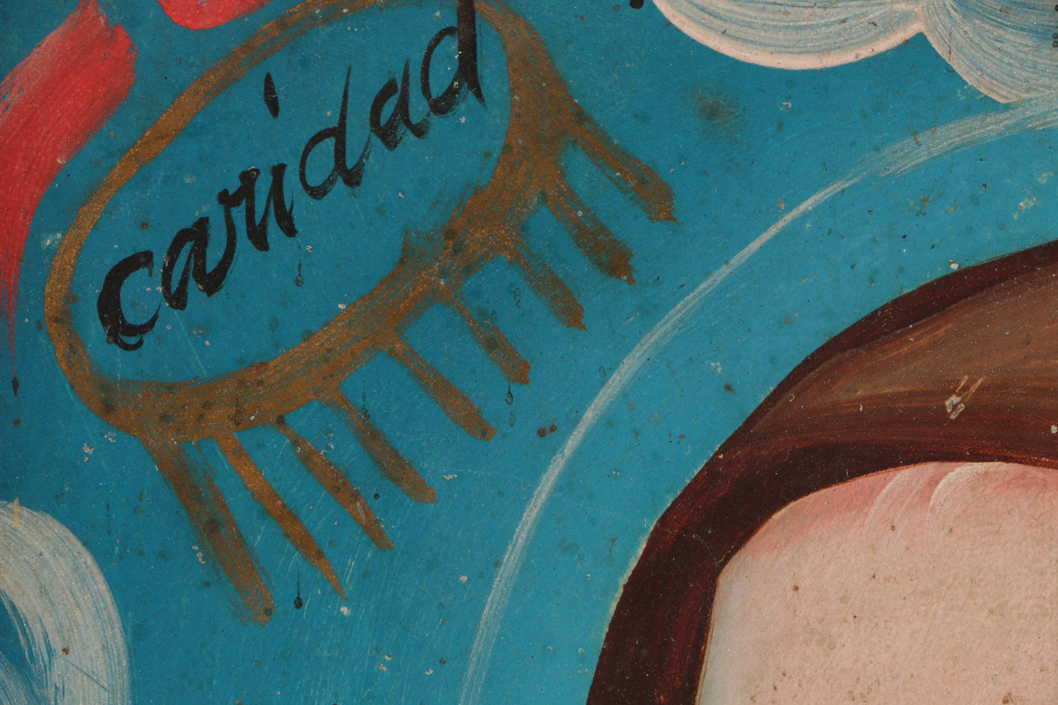 Vintage Oil Painting on Metal of St. Francis of Paola