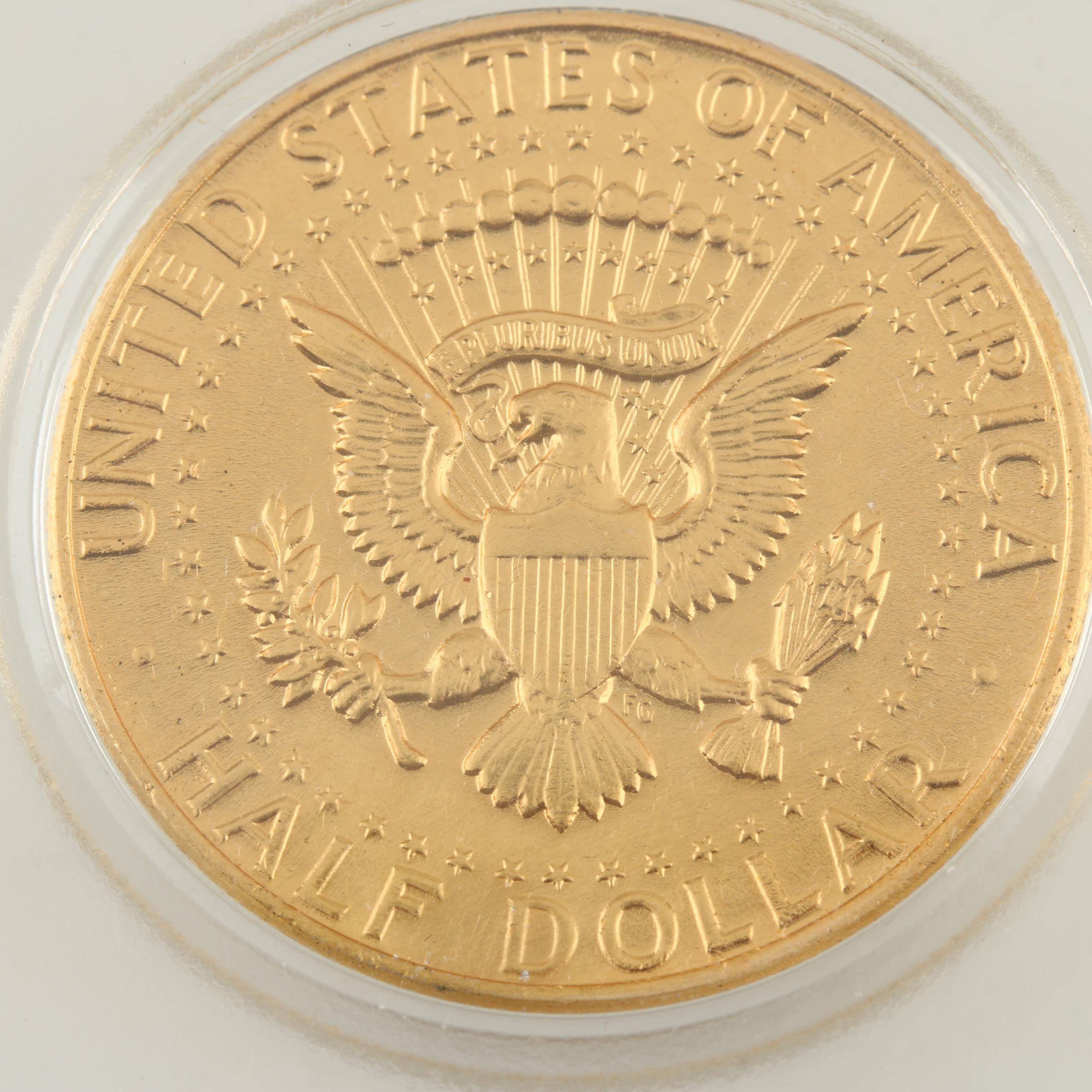 Gold-Plated 1964 Kennedy Silver Half Dollar
