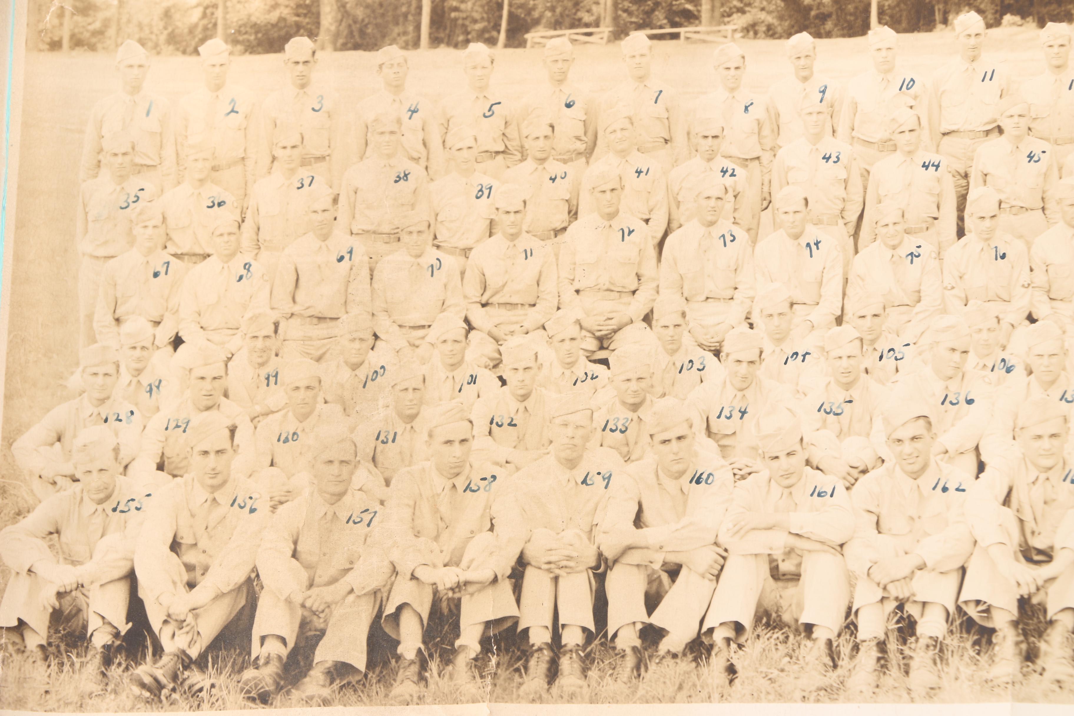1943 Military Camp Photograph with Pair of Garrison Caps