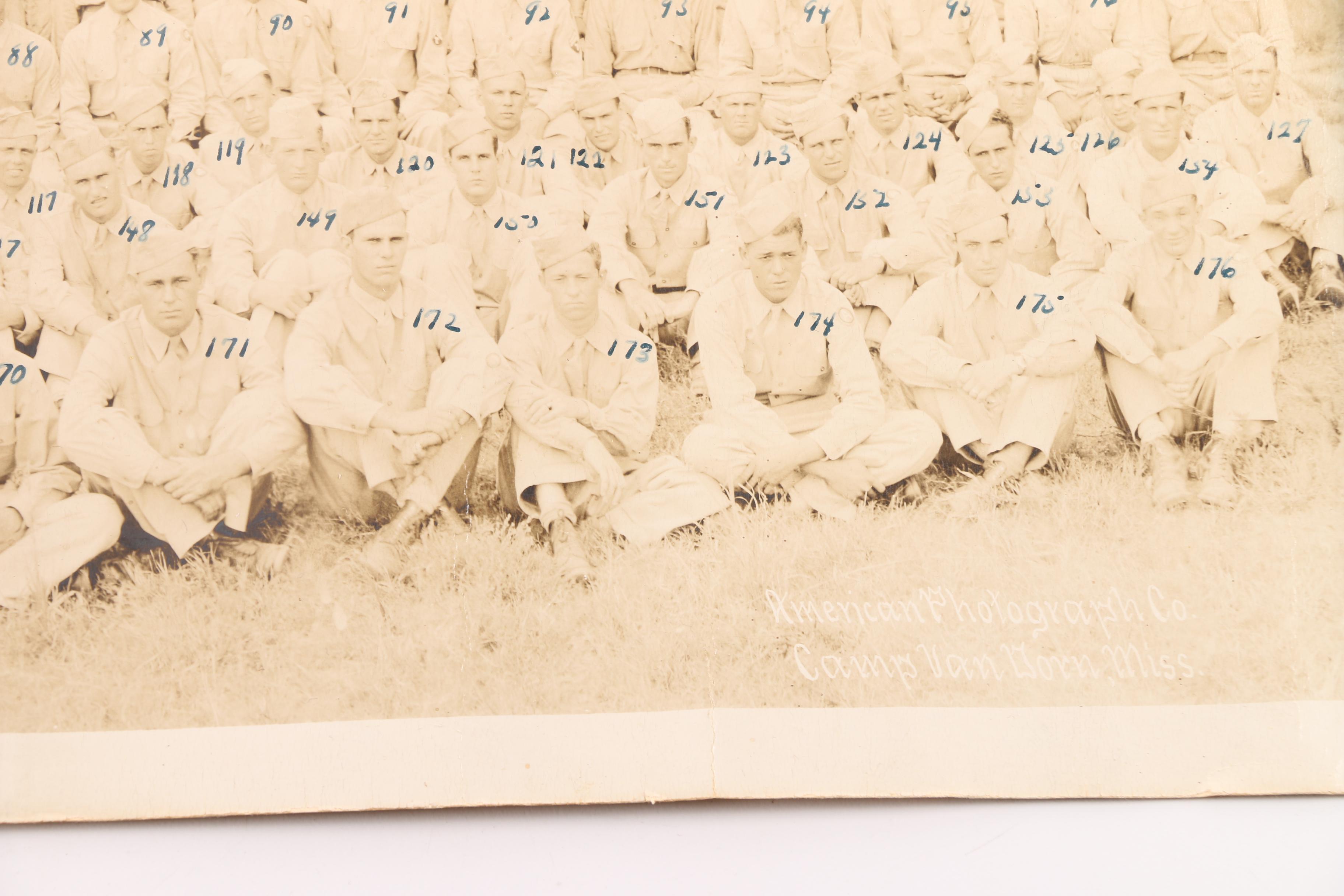 1943 Military Camp Photograph with Pair of Garrison Caps