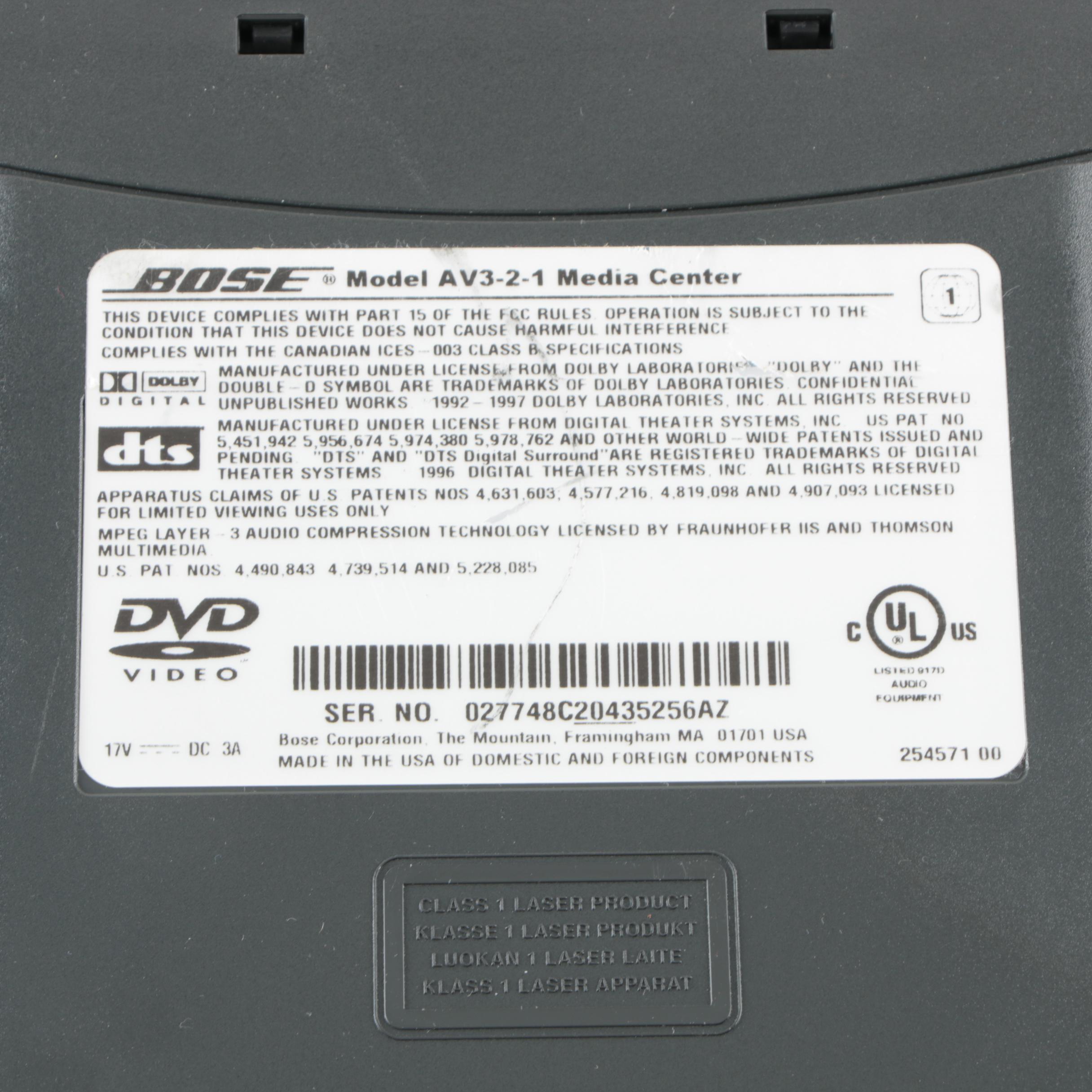 Bose AV3-2-1 Media Center and PS3-2-1 Speaker System