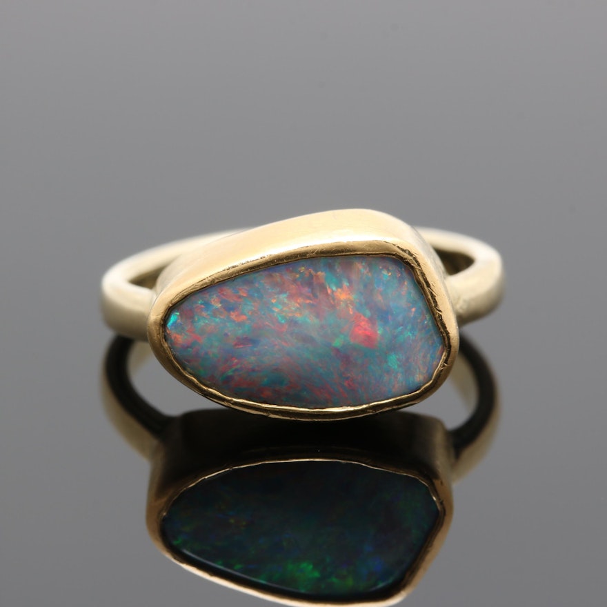 14K and 22K Yellow Gold Opal Ring