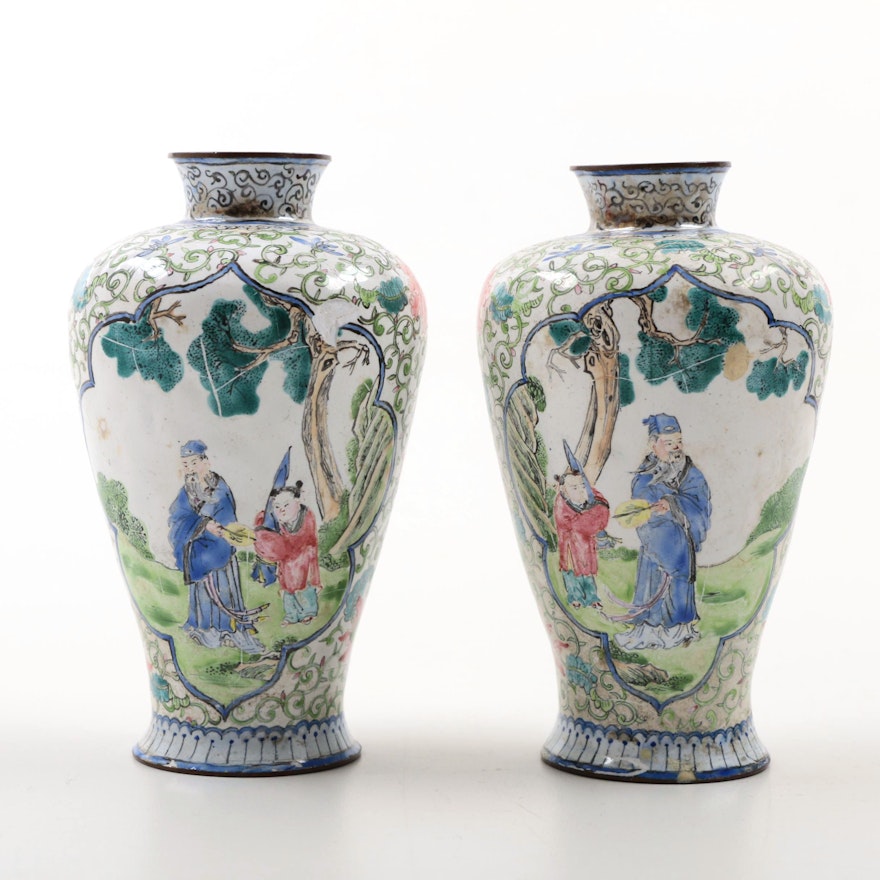 19th Century Chinese Canton Enamel Miniature Vases