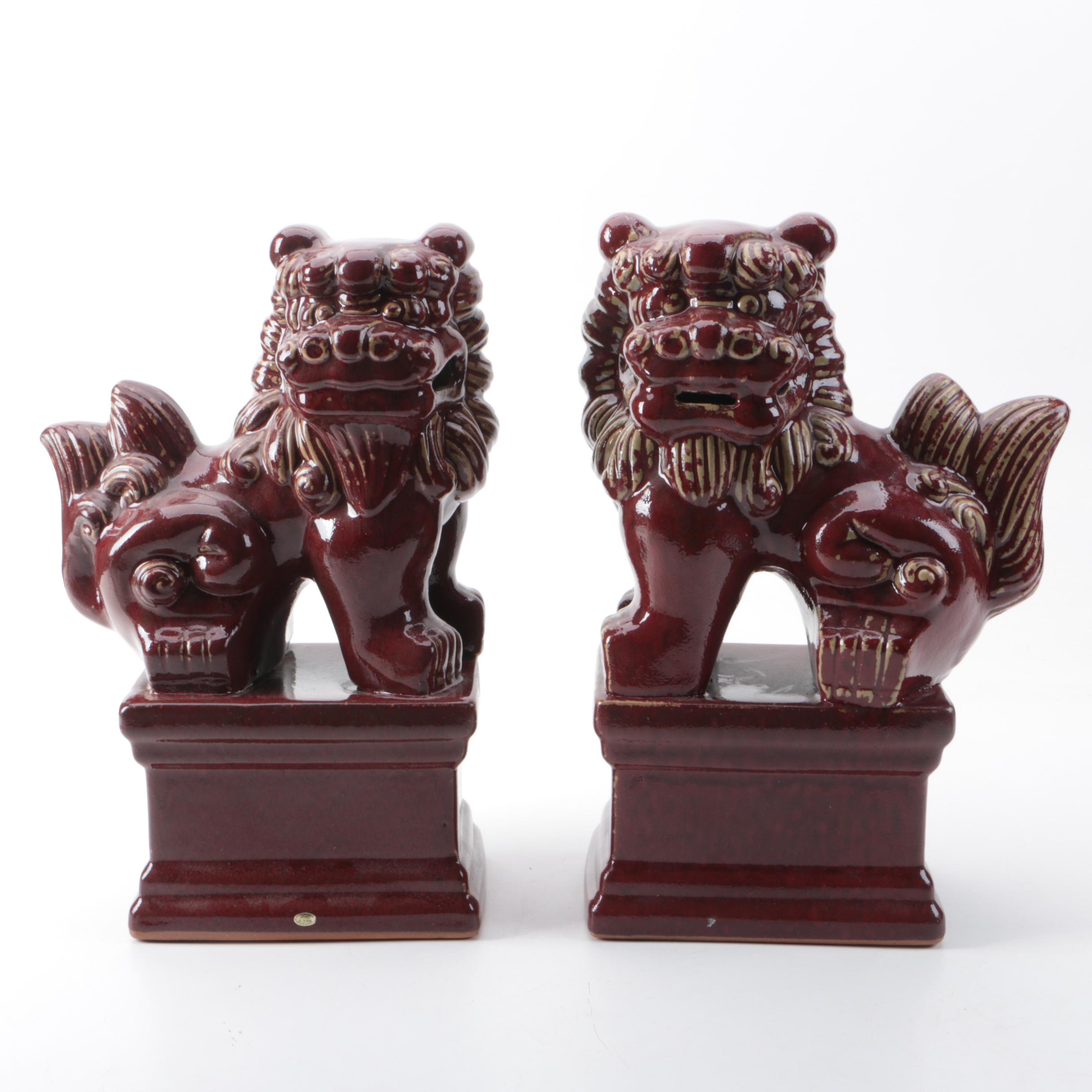 Chinese Ceramic Guardian Lion Figurines