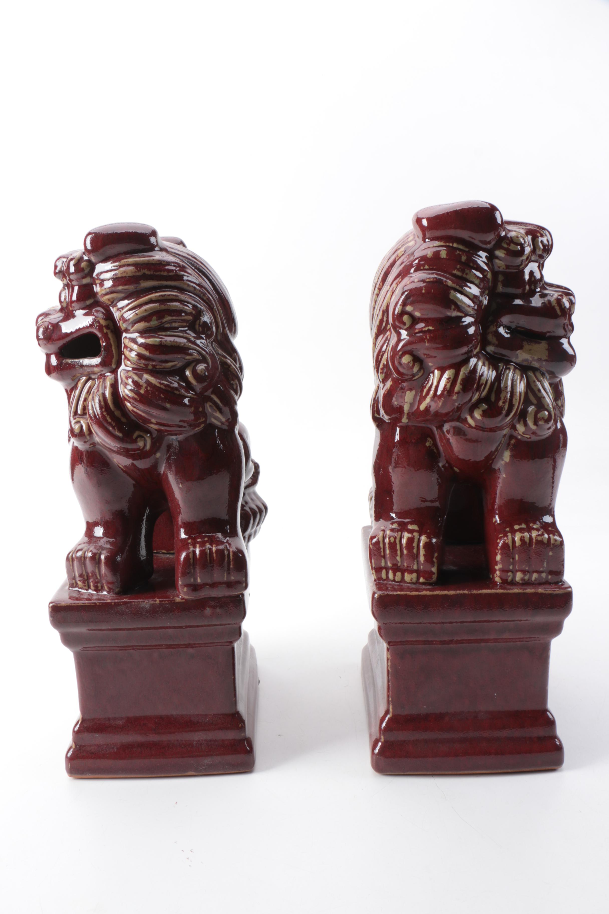 Chinese Ceramic Guardian Lion Figurines