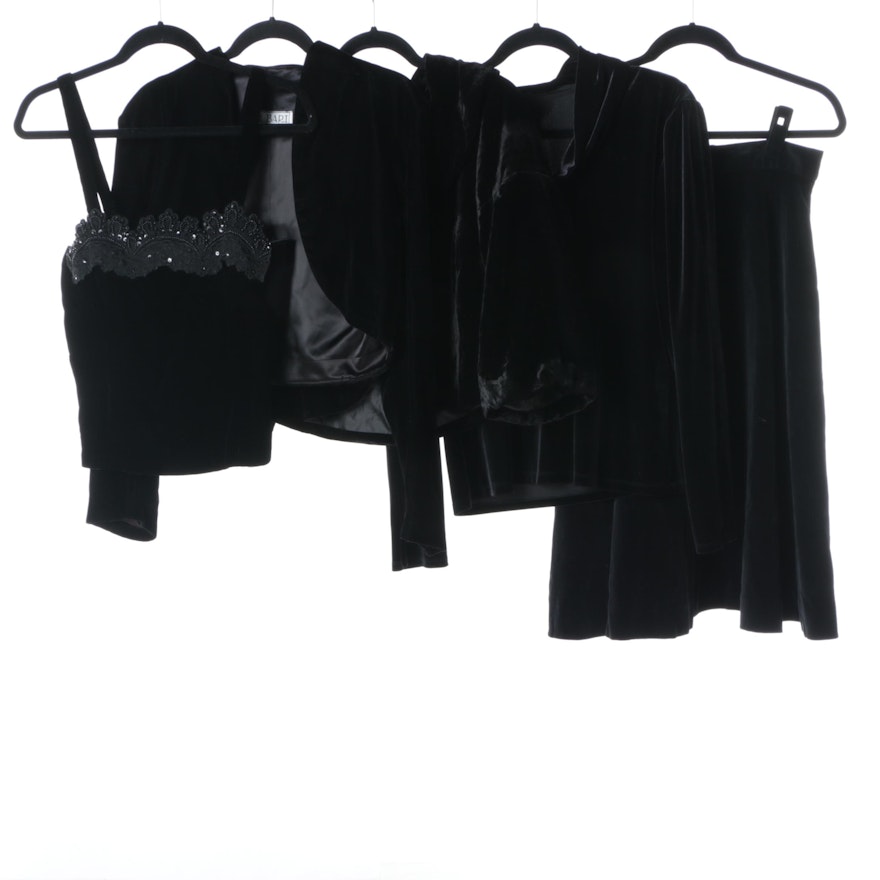 Women's Black Velvet Evening Wear Including Willi Smith